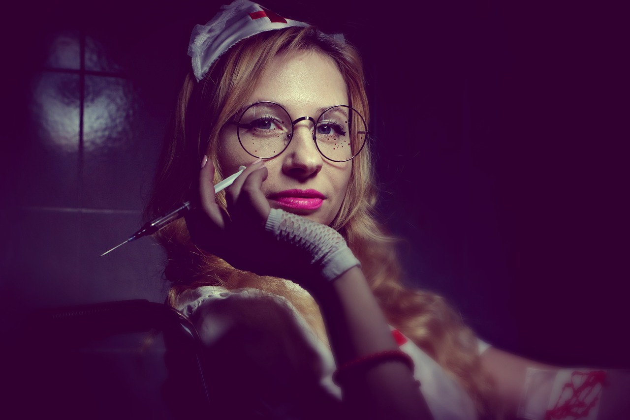 nurse, hospital, halloween, doctor, treatment, medic, surgeon, disease, psychiatric hospital, experiments on people, clinic, health care, operation, the medicine, patient, diagnostics, analysis, laboratory, syringe, injection
