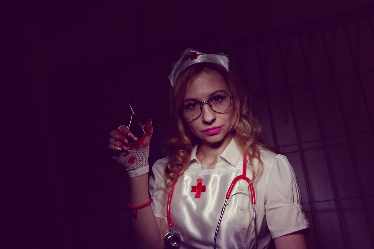 nurse, hospital, halloween, doctor, treatment, medic, surgeon, disease, psychiatric hospital, experiments on people, clinic, health care, operation, the medicine, patient, diagnostics, analysis, laboratory
