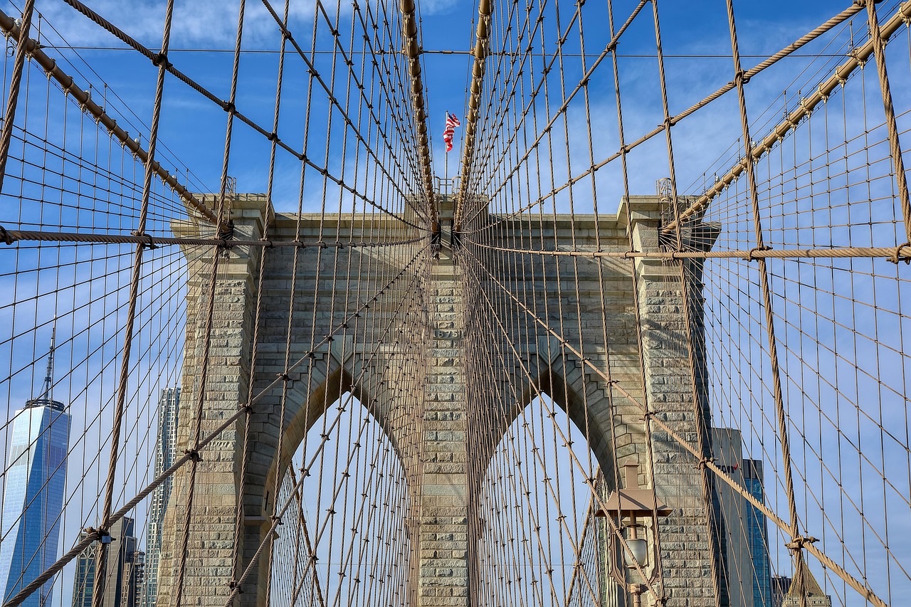 bridge, lines, perspective, brooklyn, architecture, new york, usa, america, bridge, architecture, new york, new york, new york, new york, new york, america, america