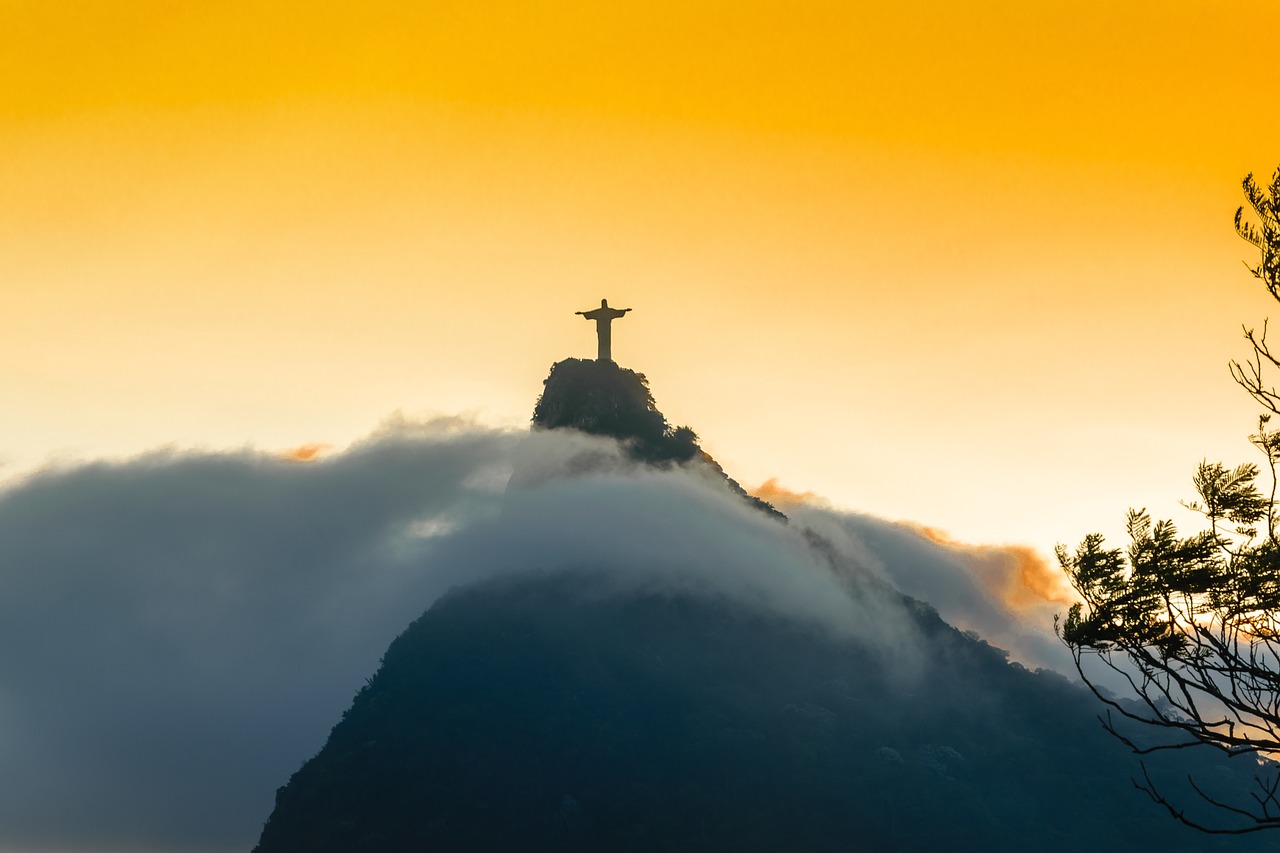 rio, rio de janeiro, south america, brazil, christ statue, clouds, mountain, nature, fog, statue