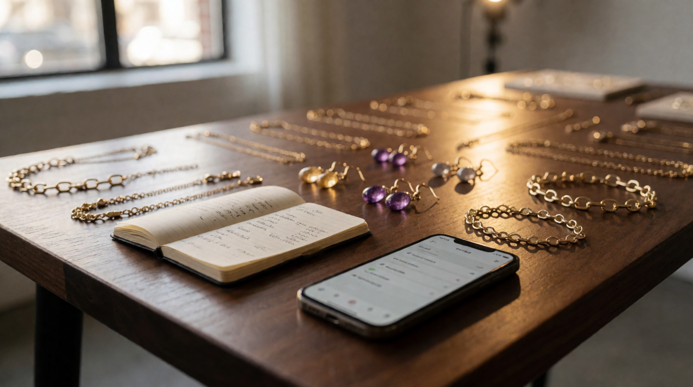 woman styling jewelry