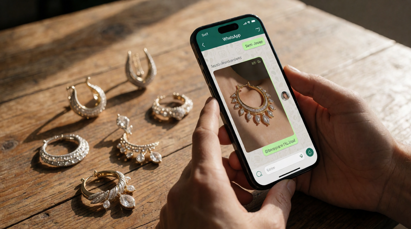 woman styling jewelry