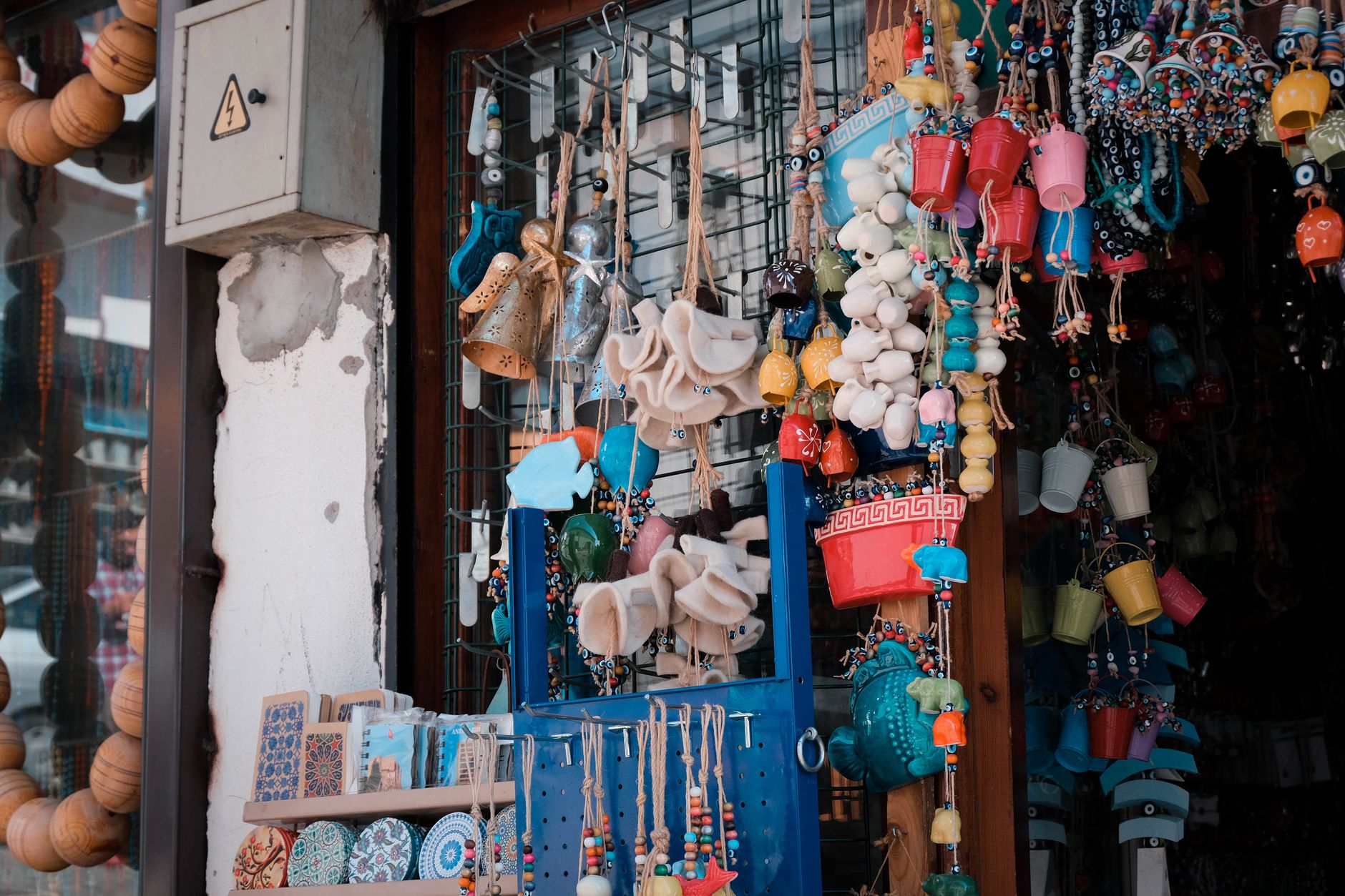 Vibrant handmade crafts and souvenirs showcased at a store in Ankara, Turkey.