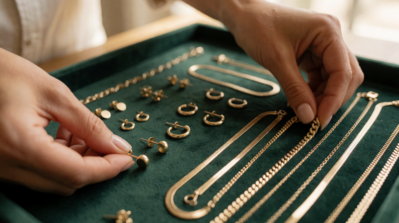woman styling jewelry