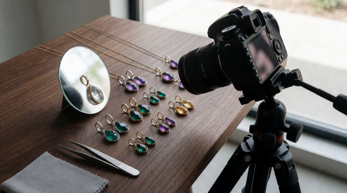 Setup para fotografia de semijoias