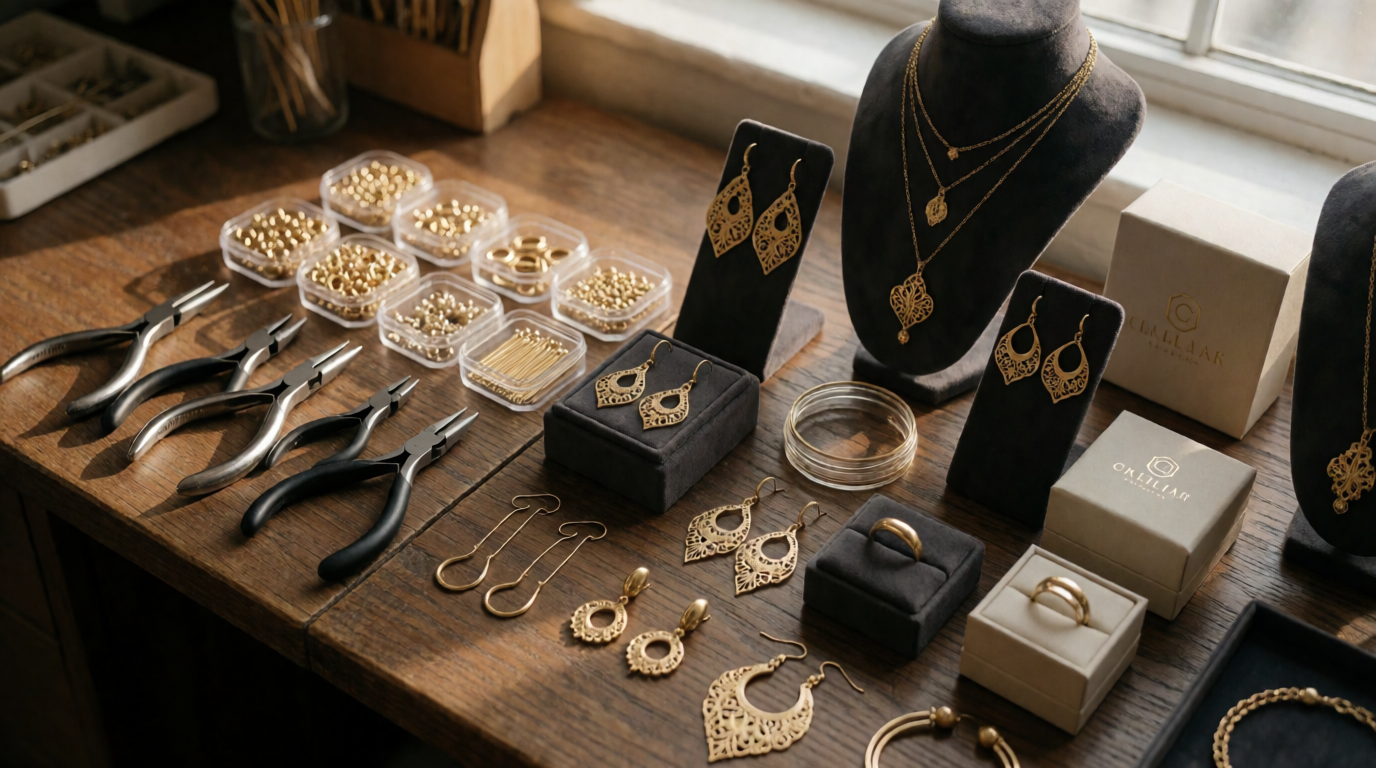 woman styling jewelry