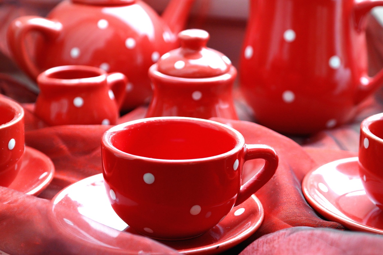 cups, dishes, porcelain, coffee mugs, coffee service, drink, handle, red, white coffee, tea