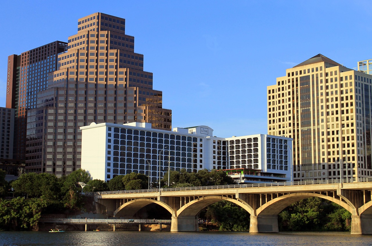 austin, texas, tx, bridge, lake, skyline, city, lady bird lake, nature, congress avenue bridge
