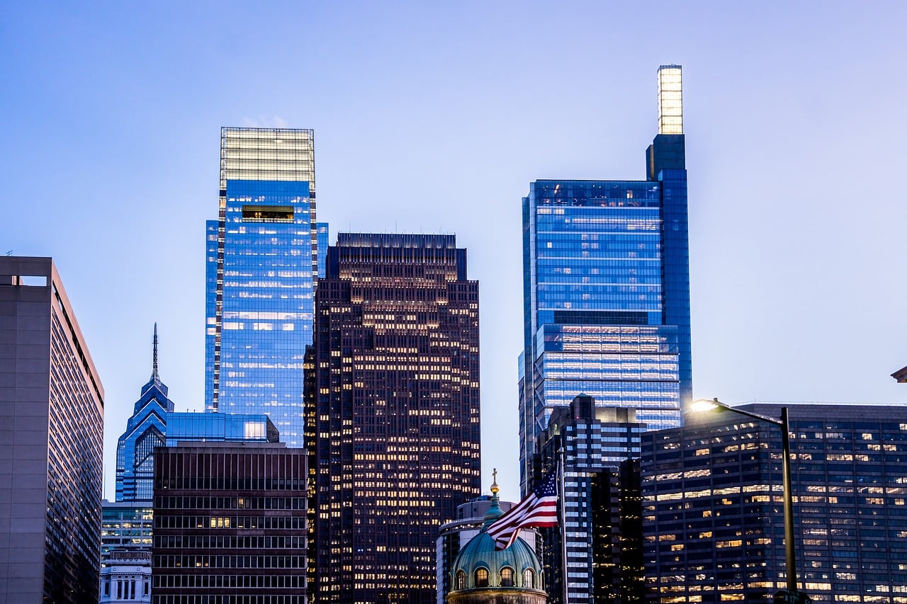 philadelphia, usa, skyscrapers, city, building, urban, cityscape, architecture, america, pennsylvania, skyline, panorama