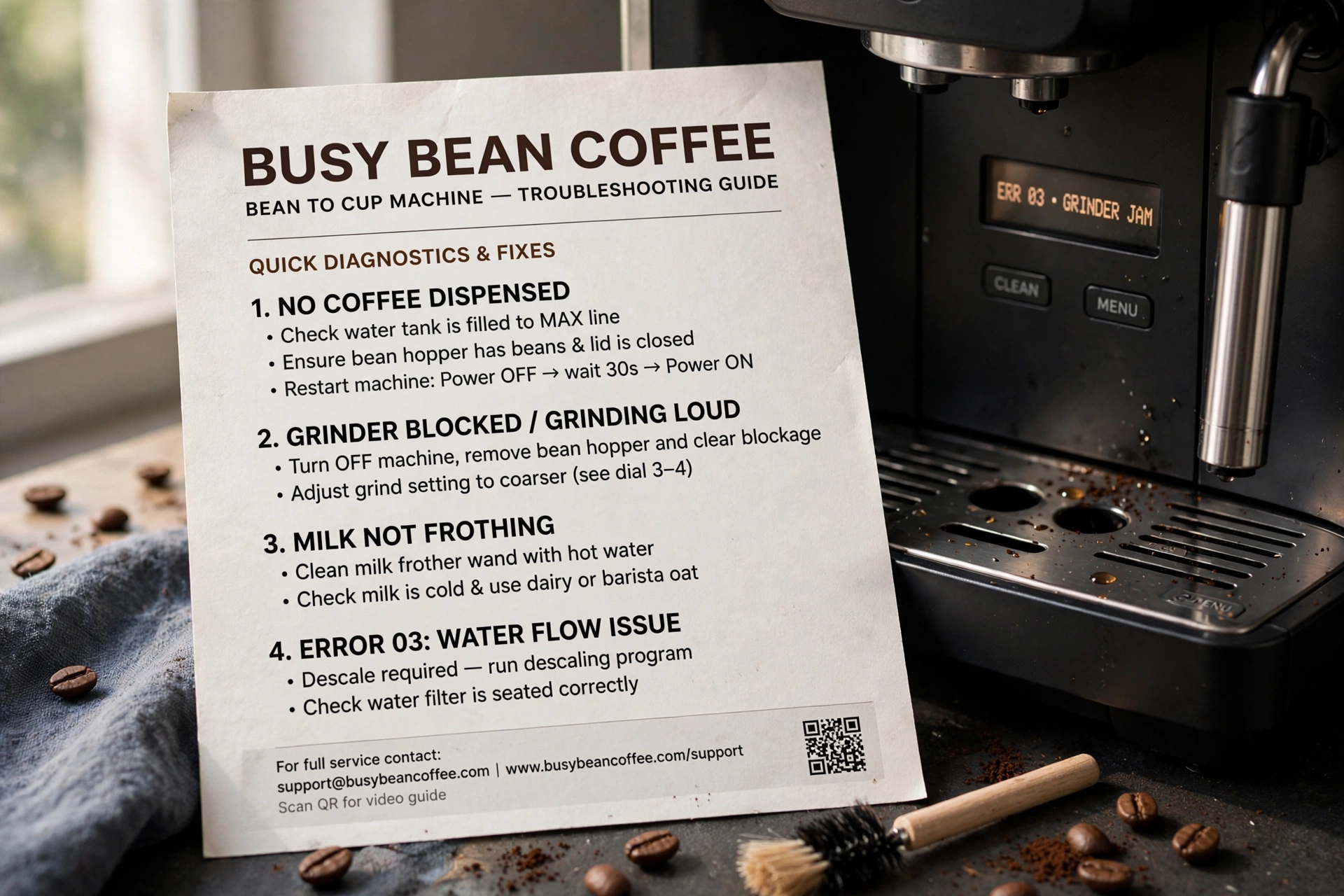 commercial coffee service bean cup machine troubleshooting guide