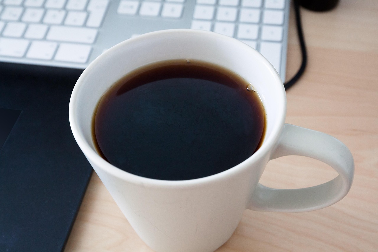 coffee, cup, keyboard, workplace, company, home office, coffee cup, office, break, coffee break