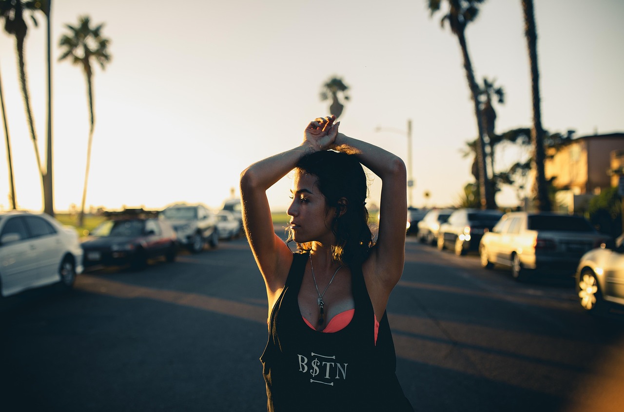 sunset, nature, woman, los angeles