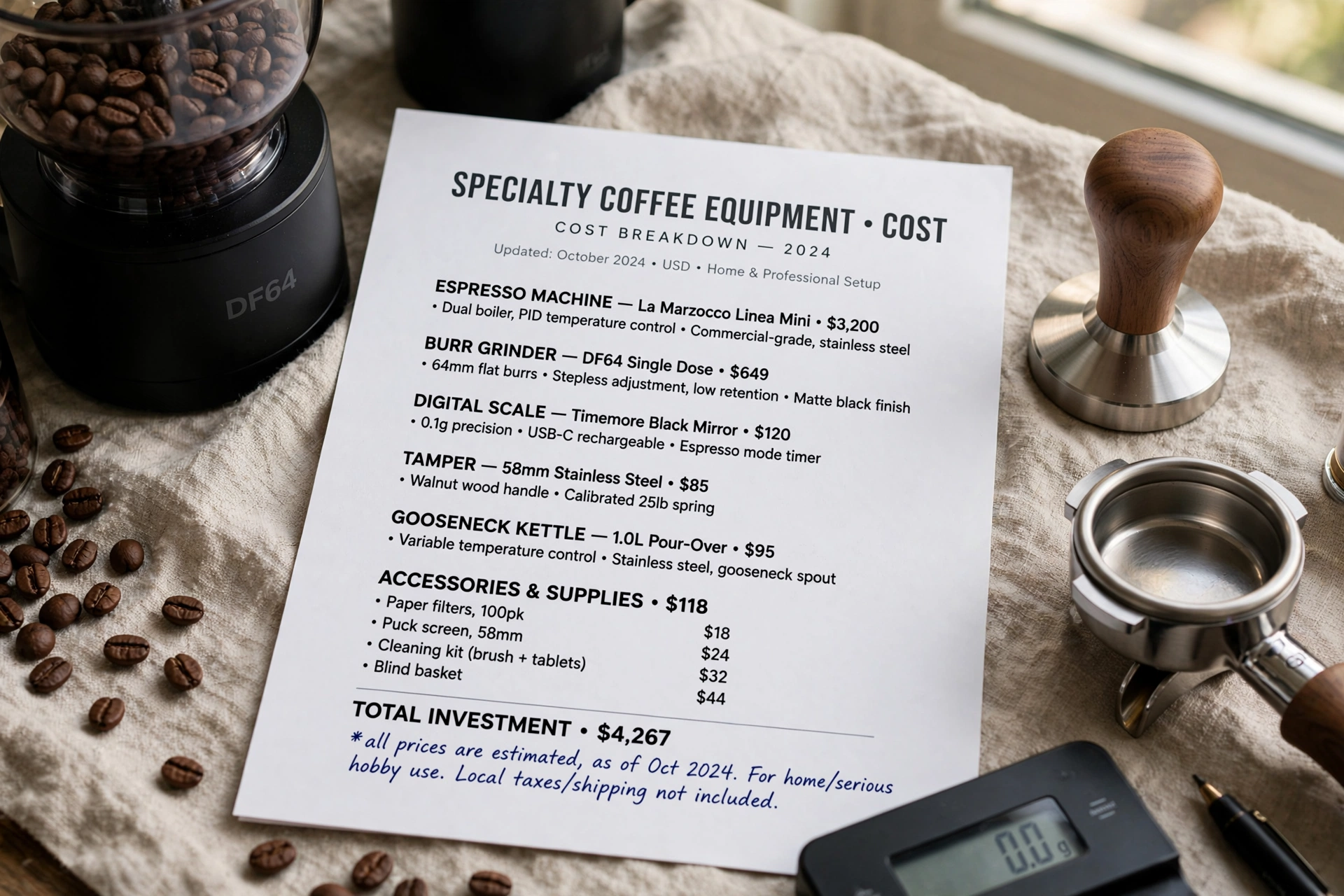 commercial coffee service specialty equipment cost