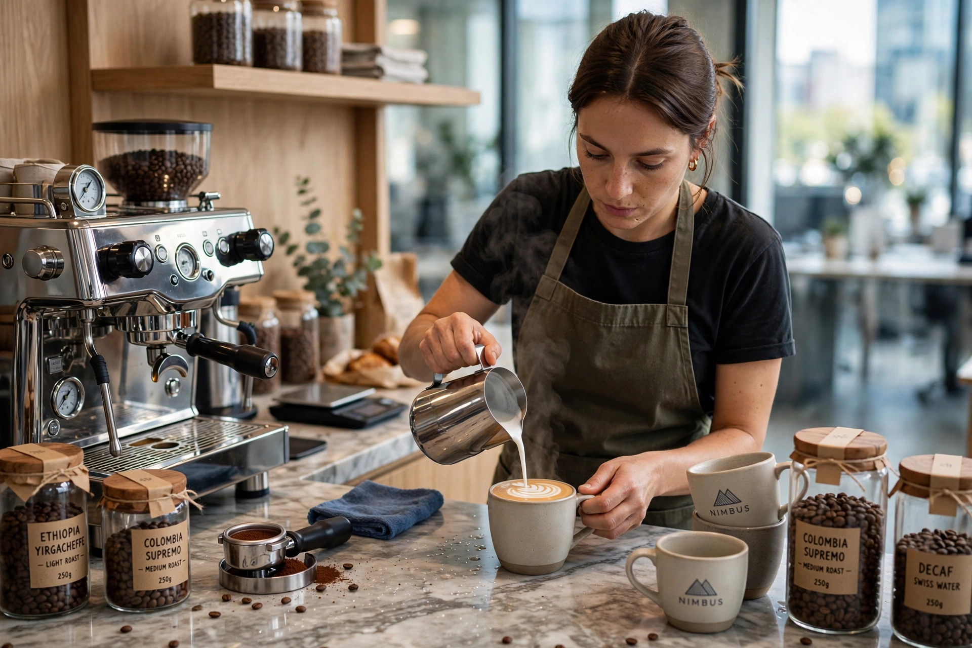 Professional managed coffee service setup in a corporate office