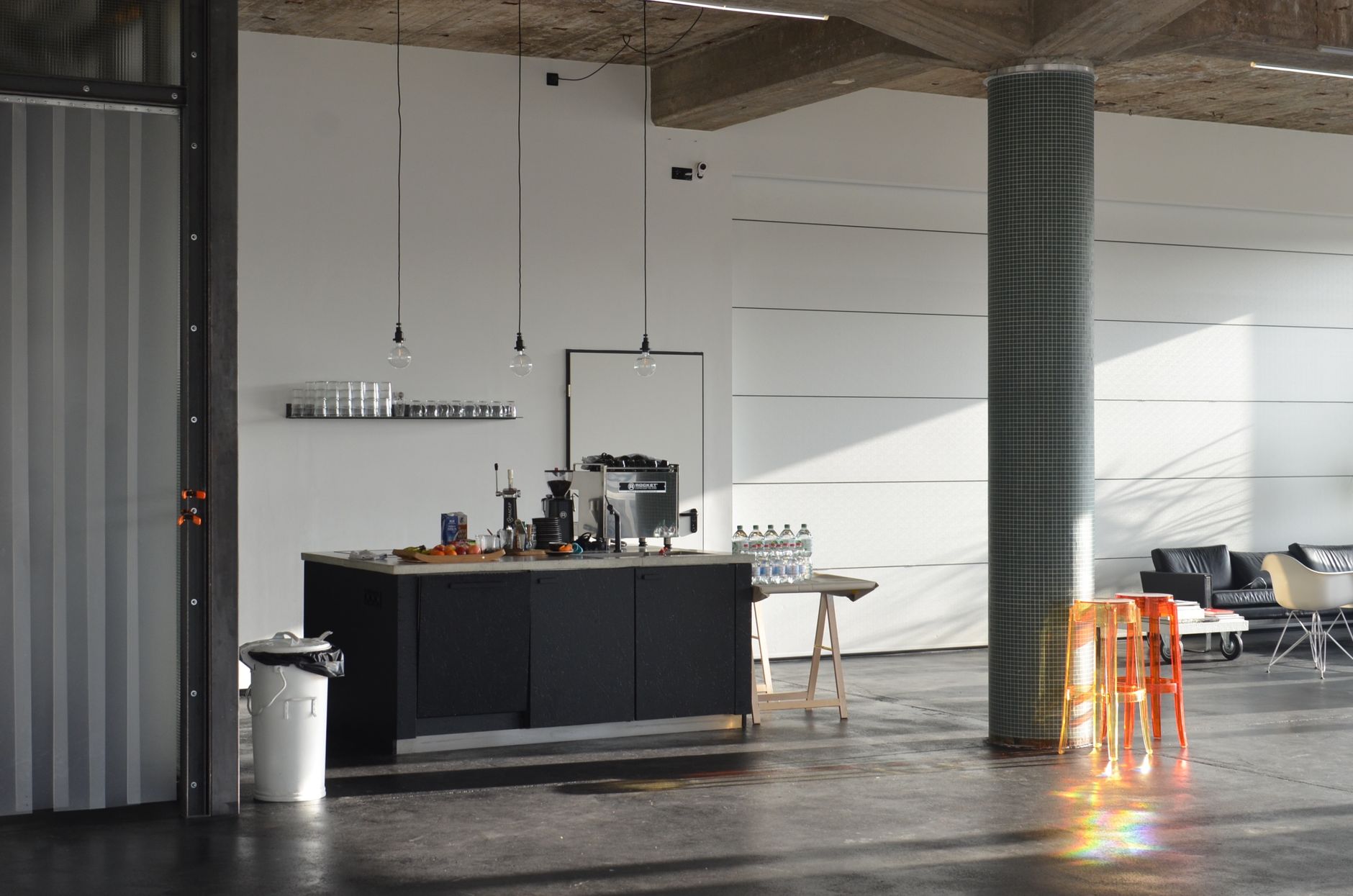 Modern in-room coffee station with premium capsule machine and assortment