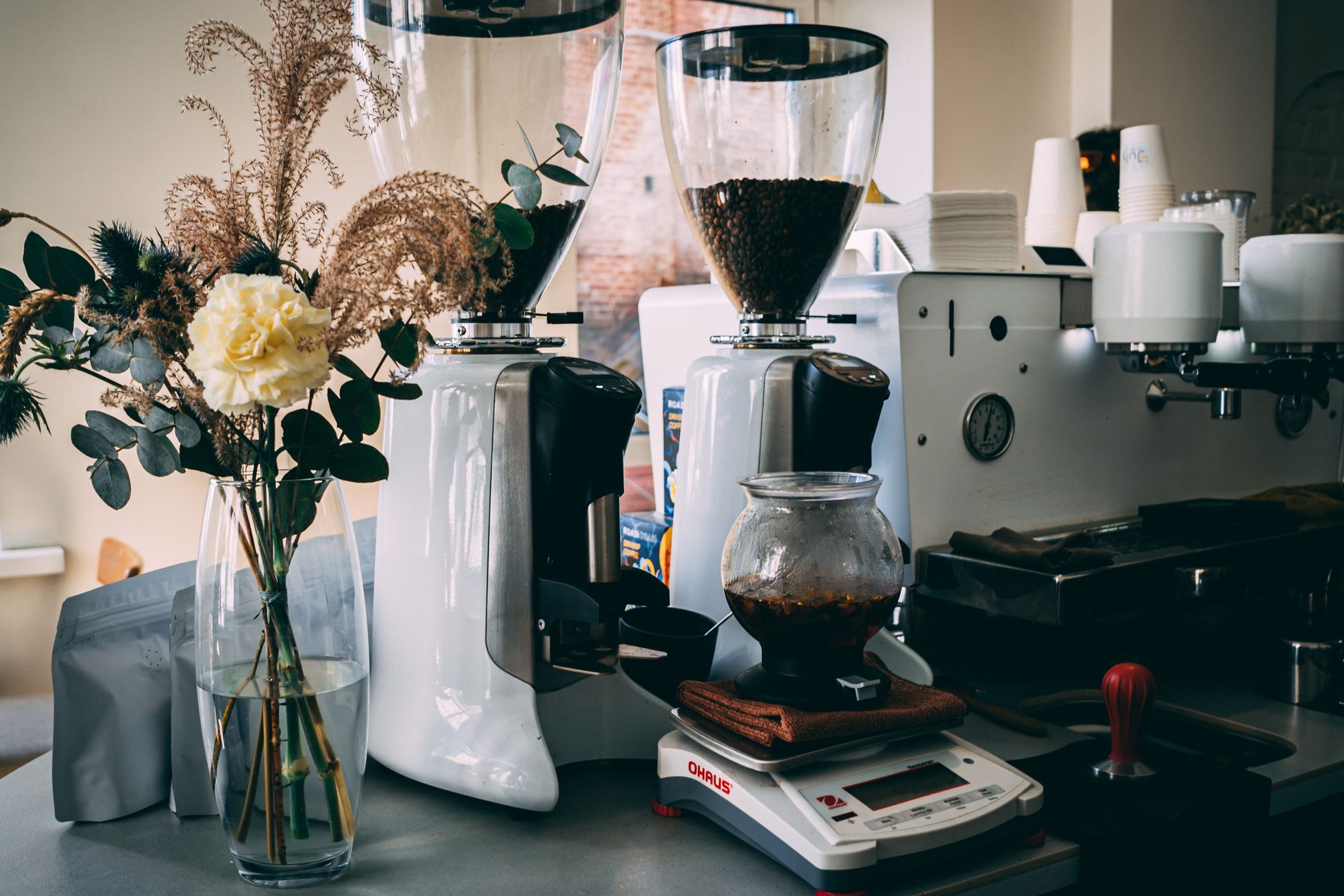 Heavy limescale deposits inside commercial espresso machine boiler
