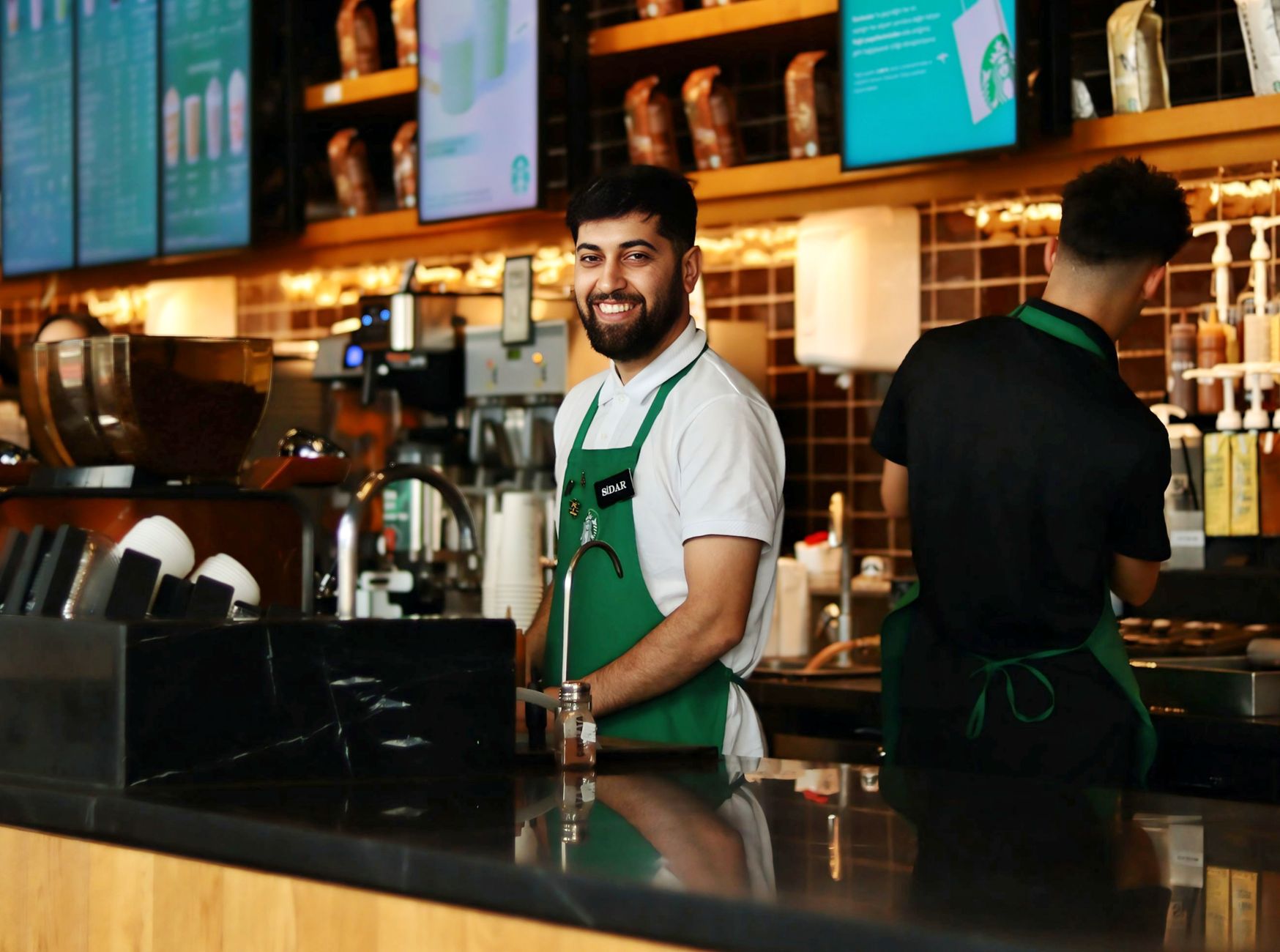 Employees enjoying espresso drinks at Philadelphia workplace