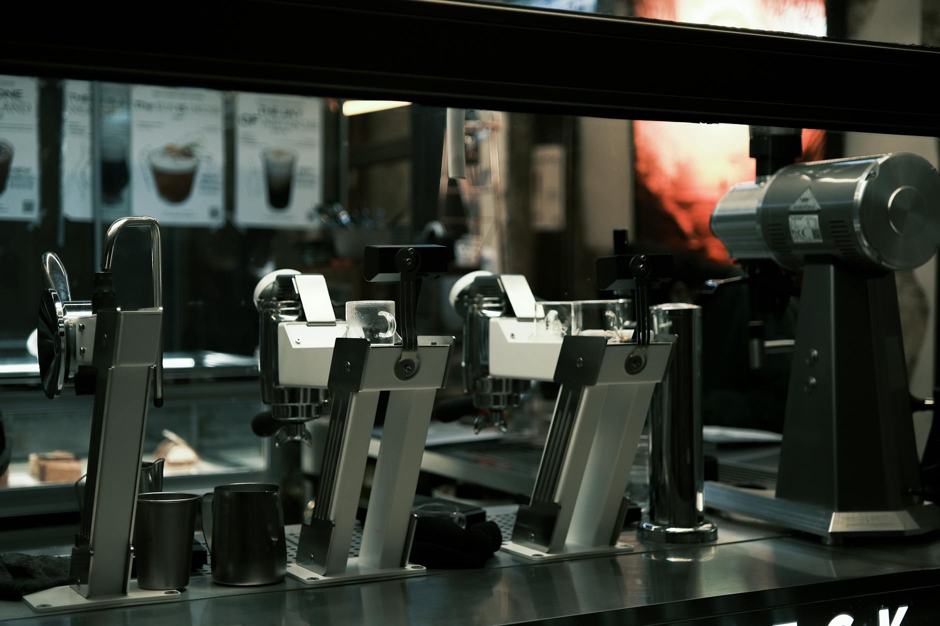 Modern coffee machines on cafe counter in Indianapolis