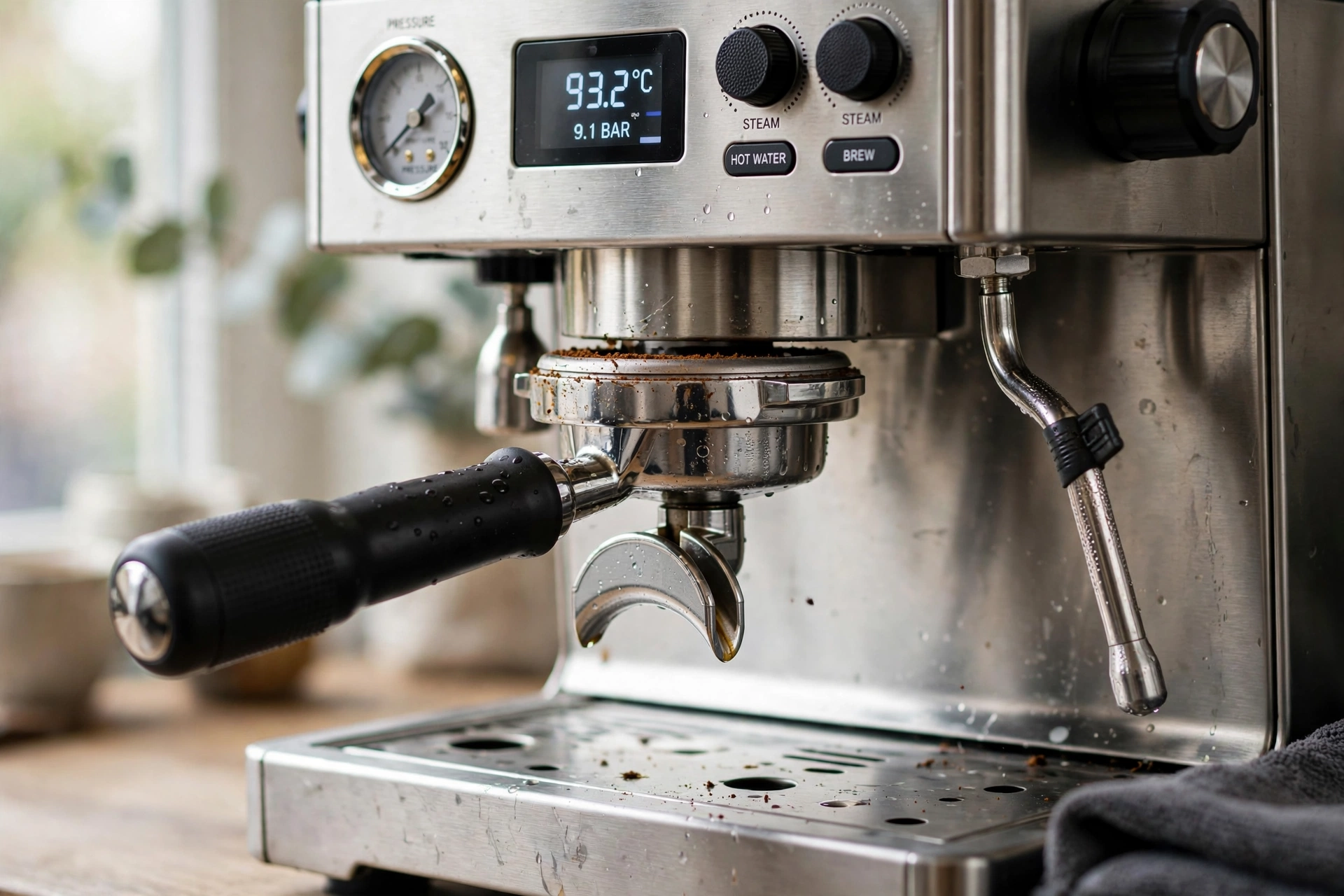 High end commercial espresso machine in a Washington DC cafe