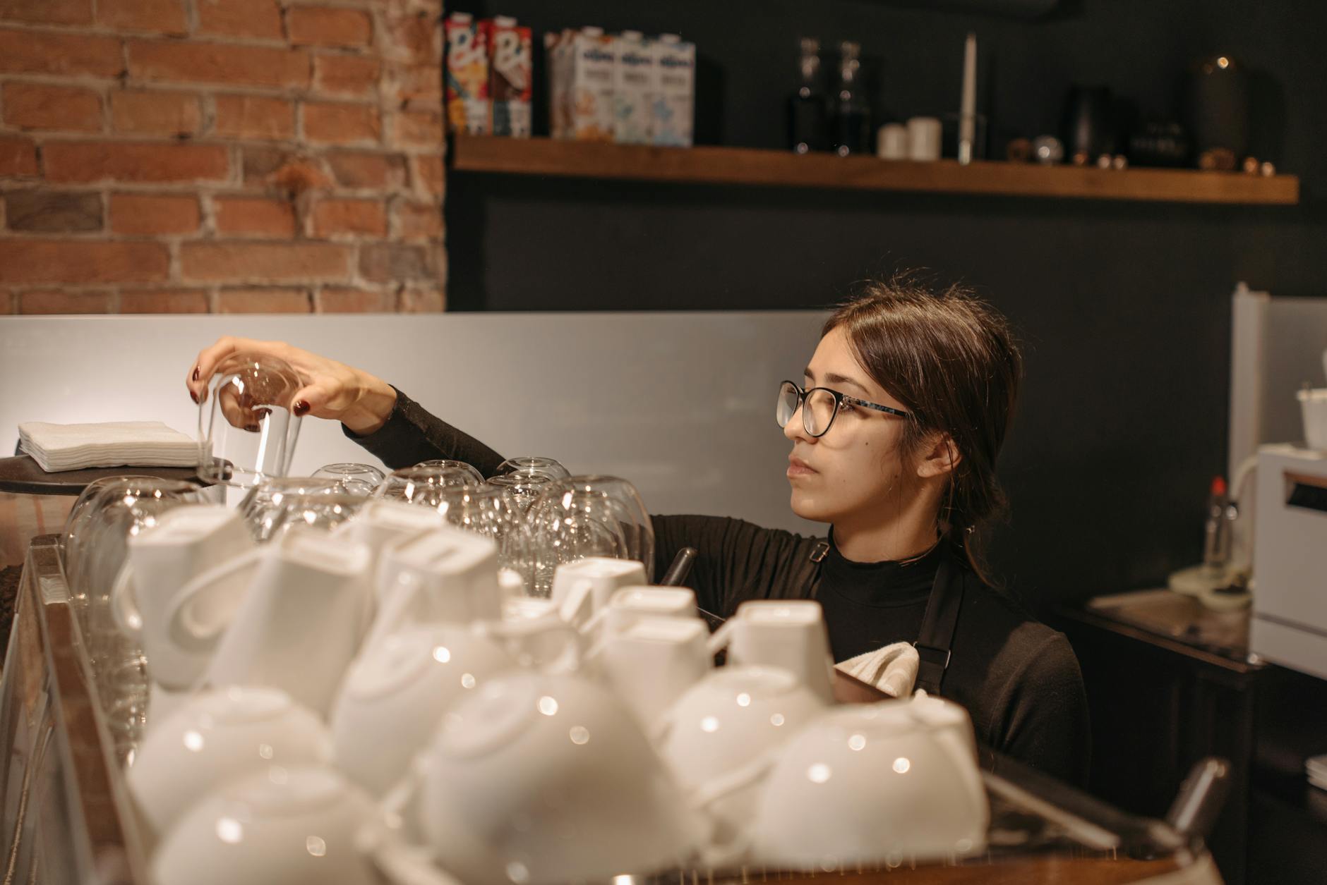 Busy coffee station in St. Petersburg restaurant