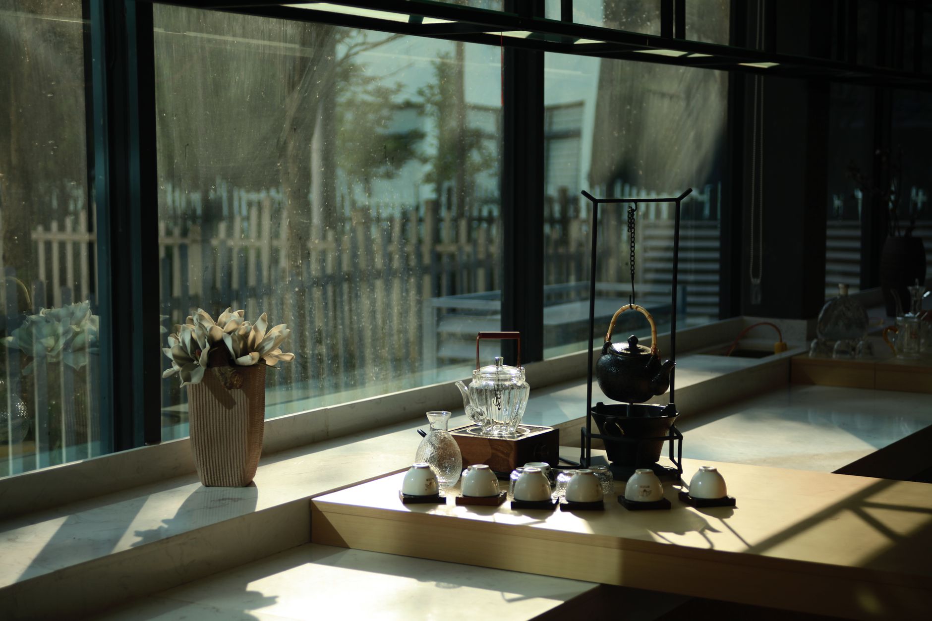 Upscale coffee station in a Charleston hotel lobby