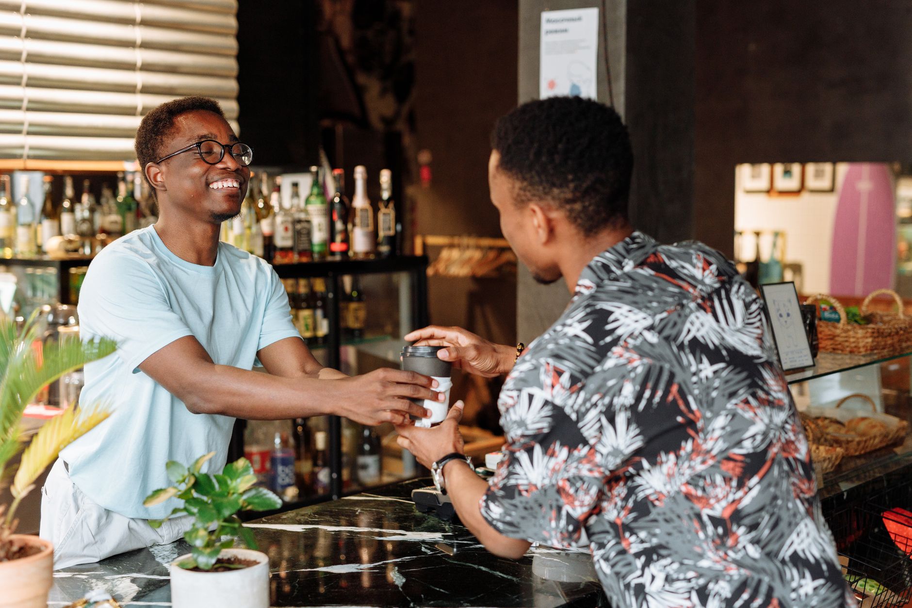 Busy St. Petersburg cafe serving espresso drinks to satisfied customers