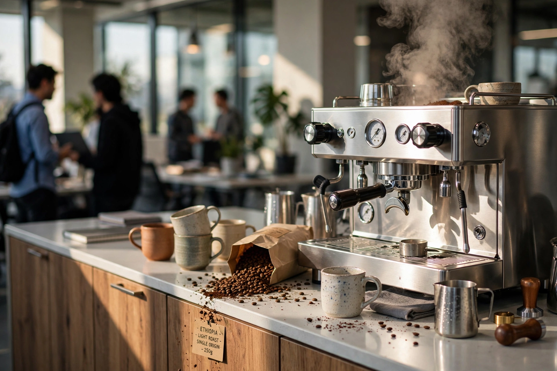 High-end corporate coffee station in a San Jose office