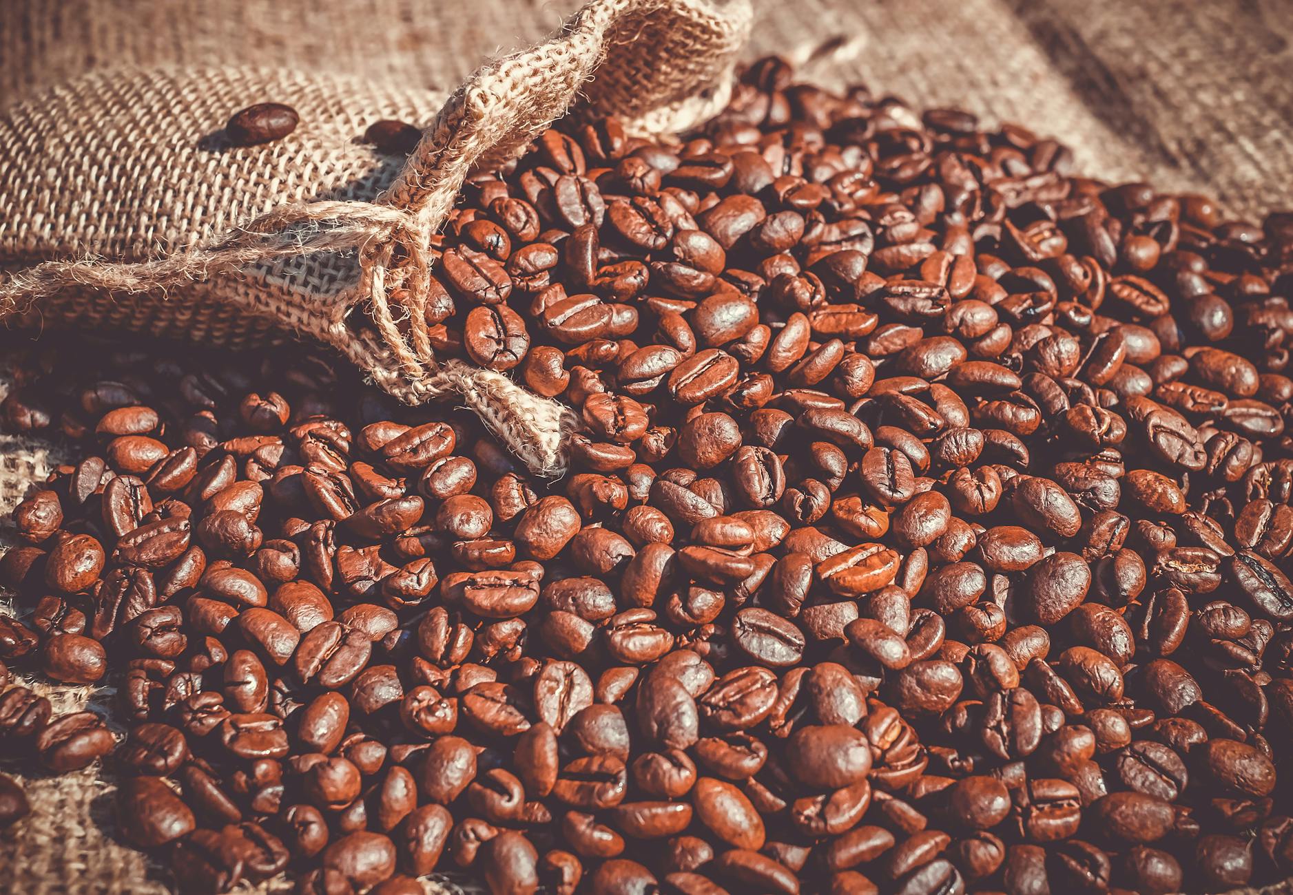 Premium coffee beans in a burlap sack, ready for delivery to Mount Pleasant businesses
