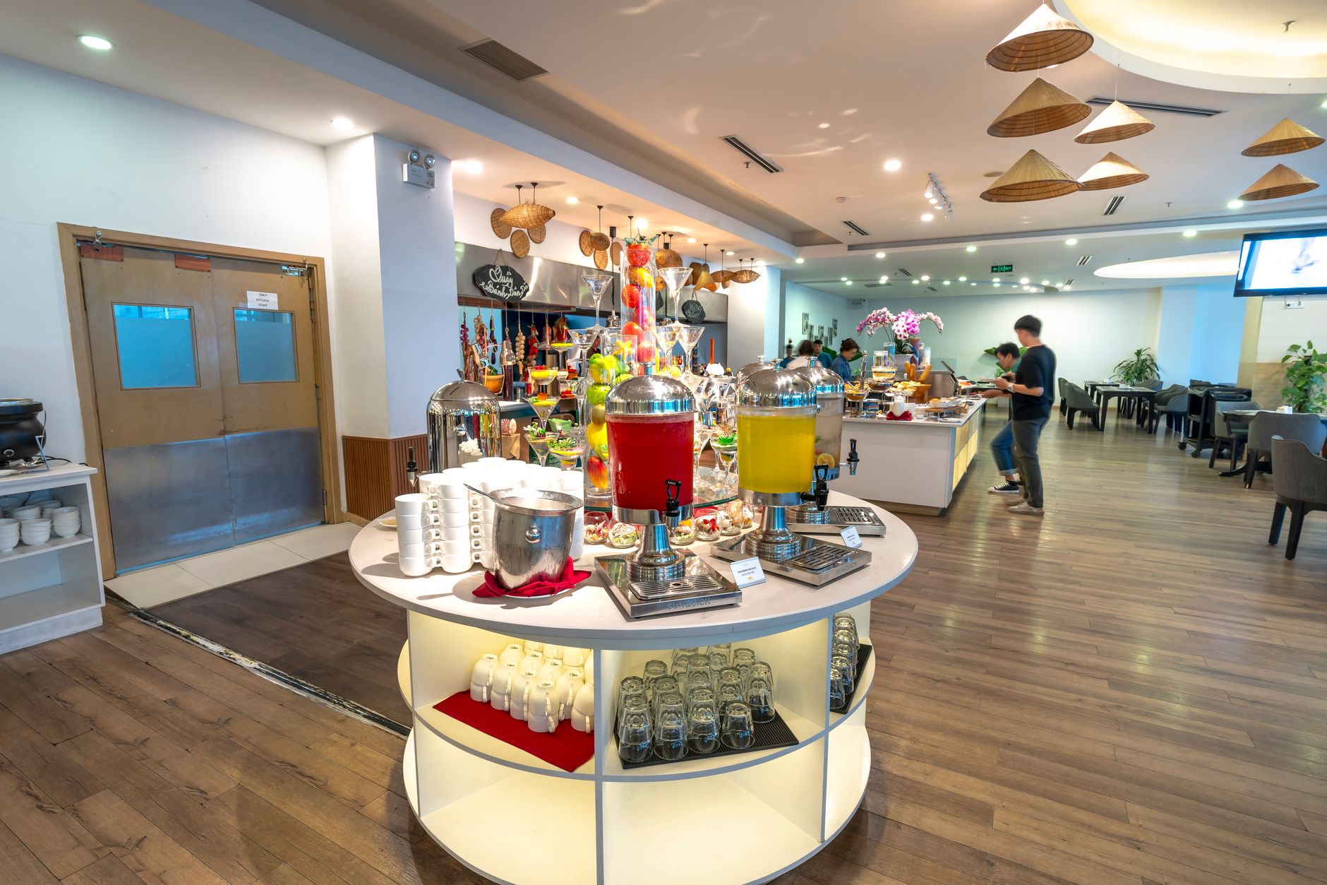 Modern hotel lobby coffee station in Norfolk VA