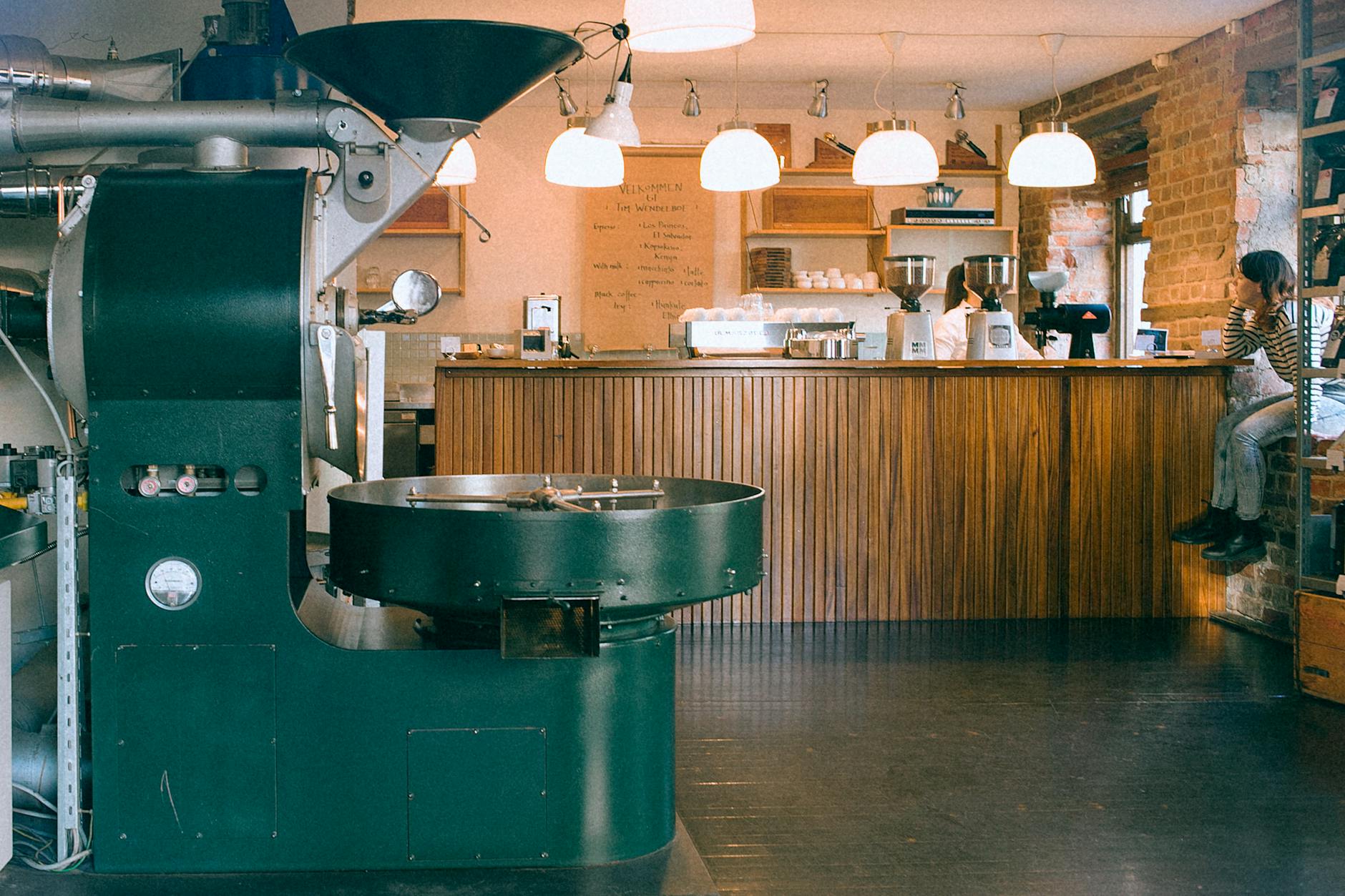 Busy cafe counter in Seattle WA serving coffee