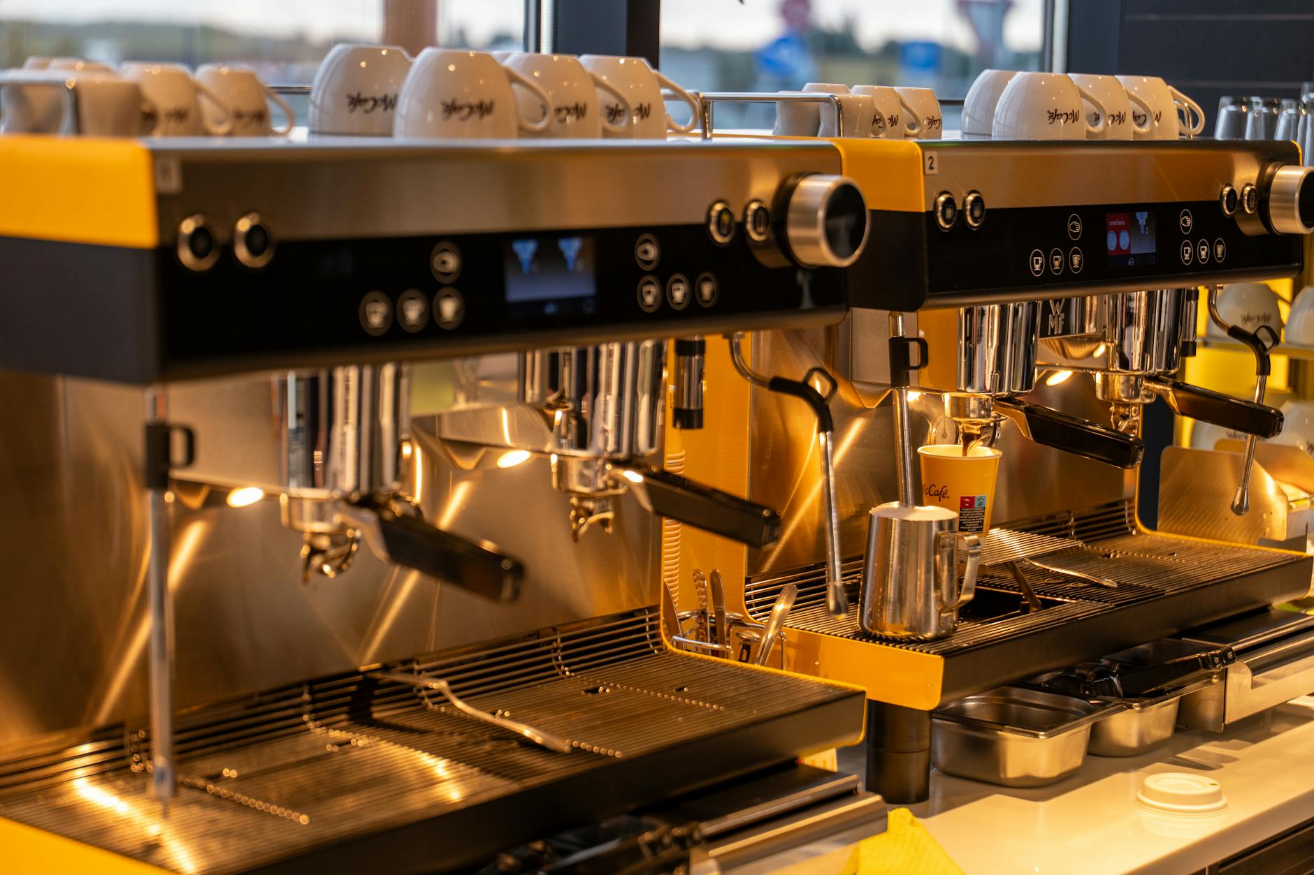 Modern display of cafe equipment for restaurants