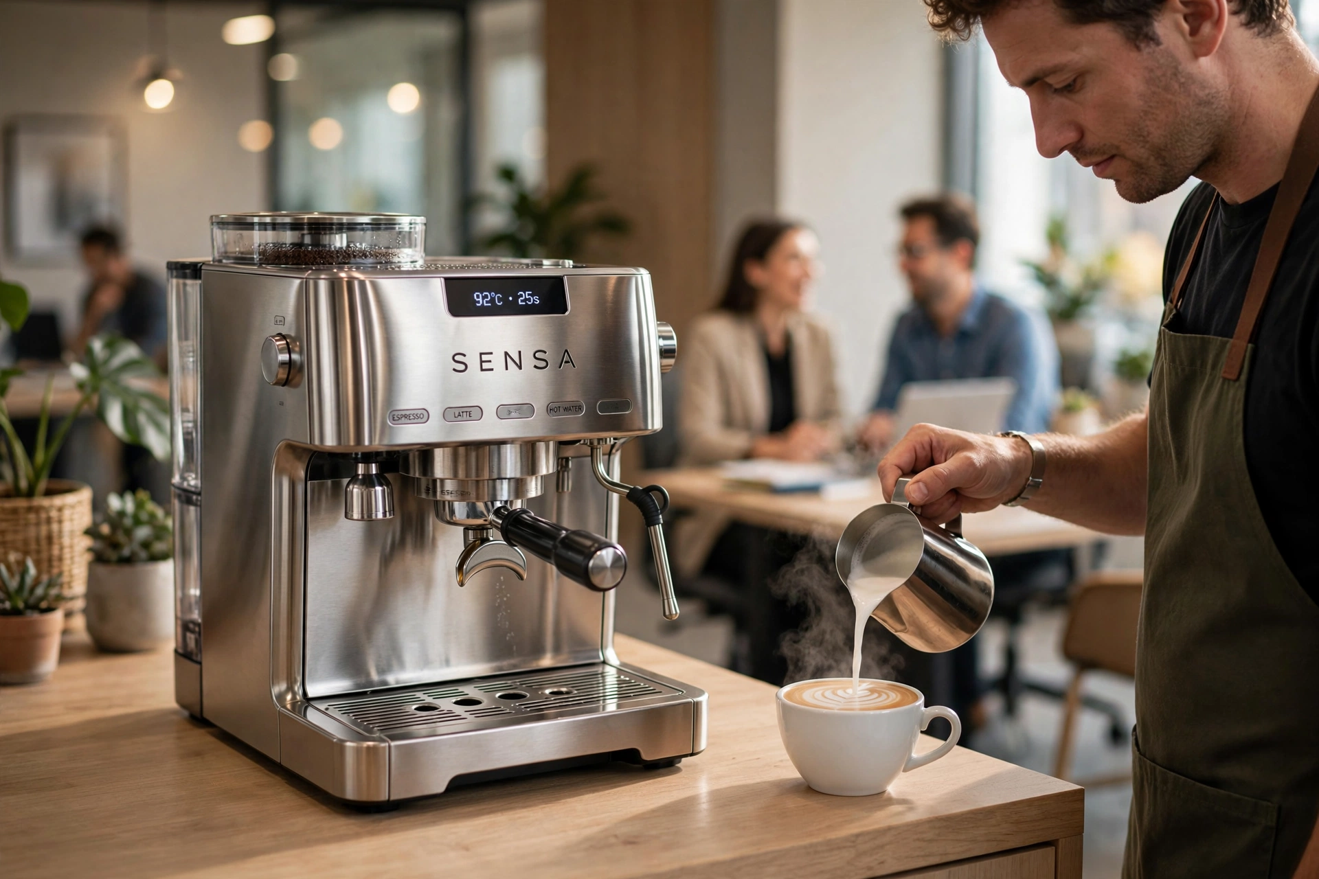 Professional Sensa coffee equipment installed in a modern Wilmington office setting