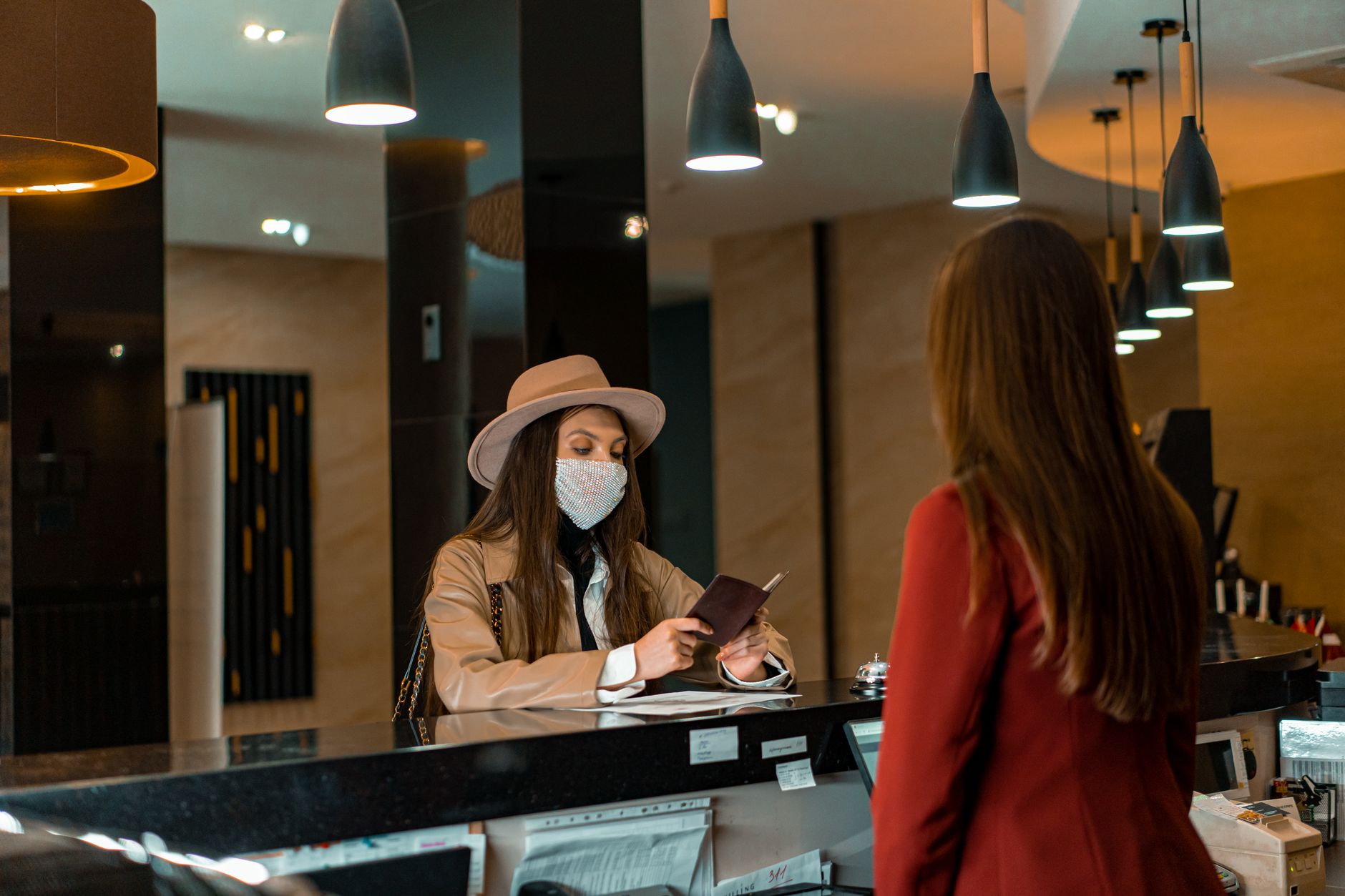Modern hotel lobby with premium coffee station in Austin TX