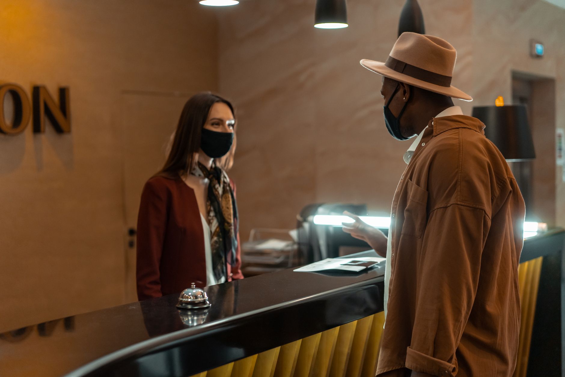 Modern hotel lobby with a premium coffee station in Dallas