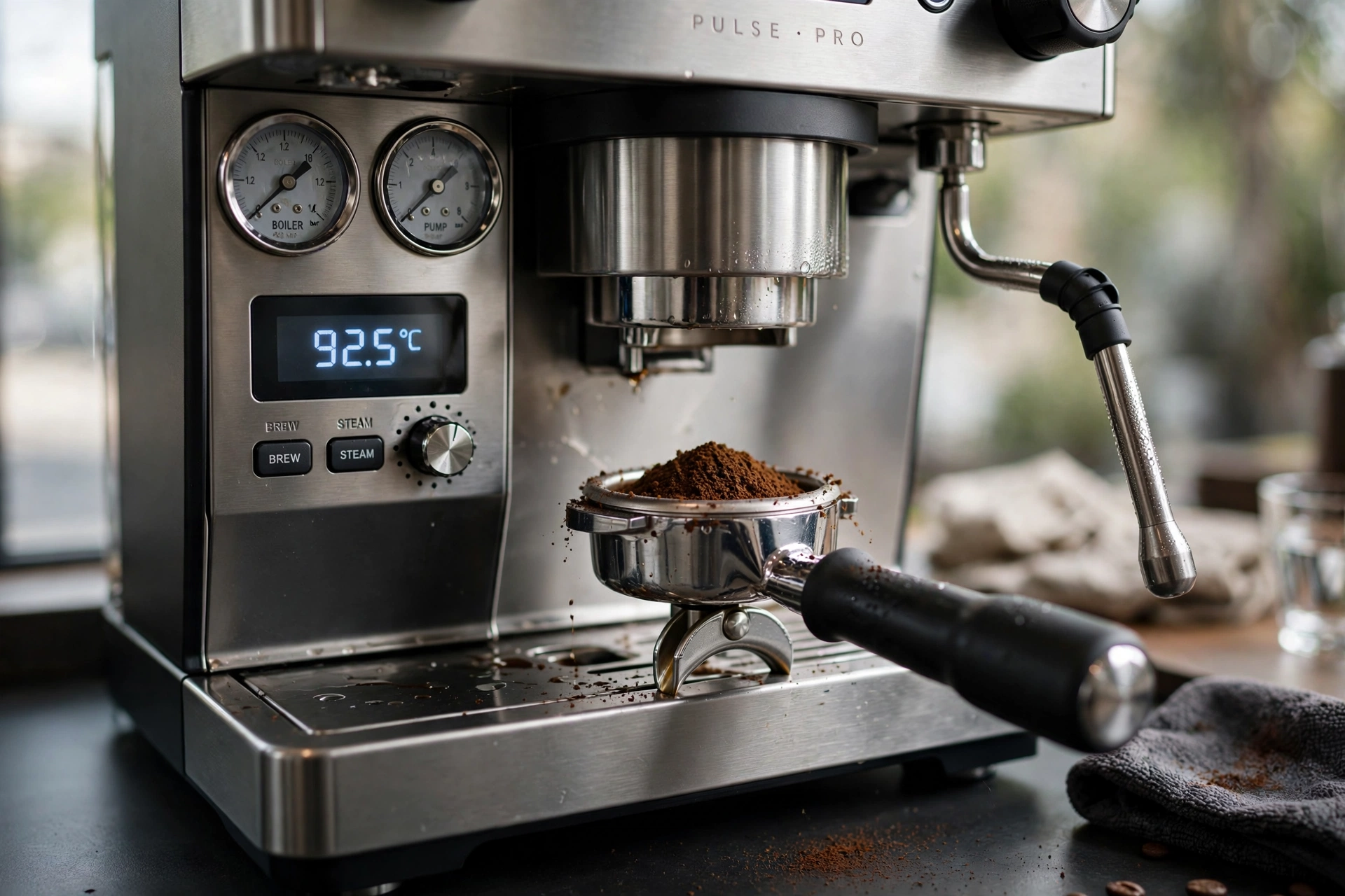 Professional espresso machine in a Durham NC restaurant