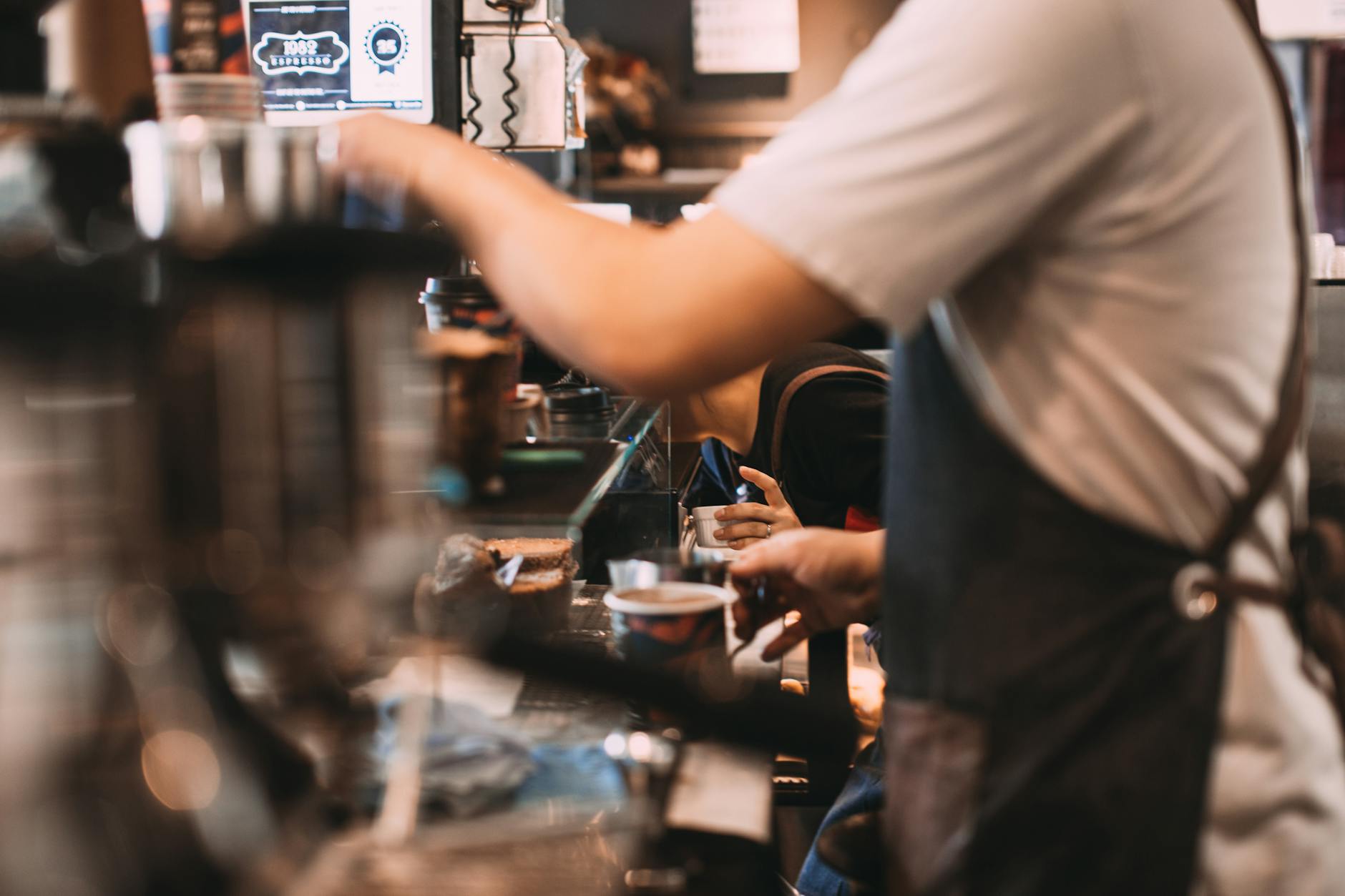 Busy cafe in Seattle serving specialty coffee