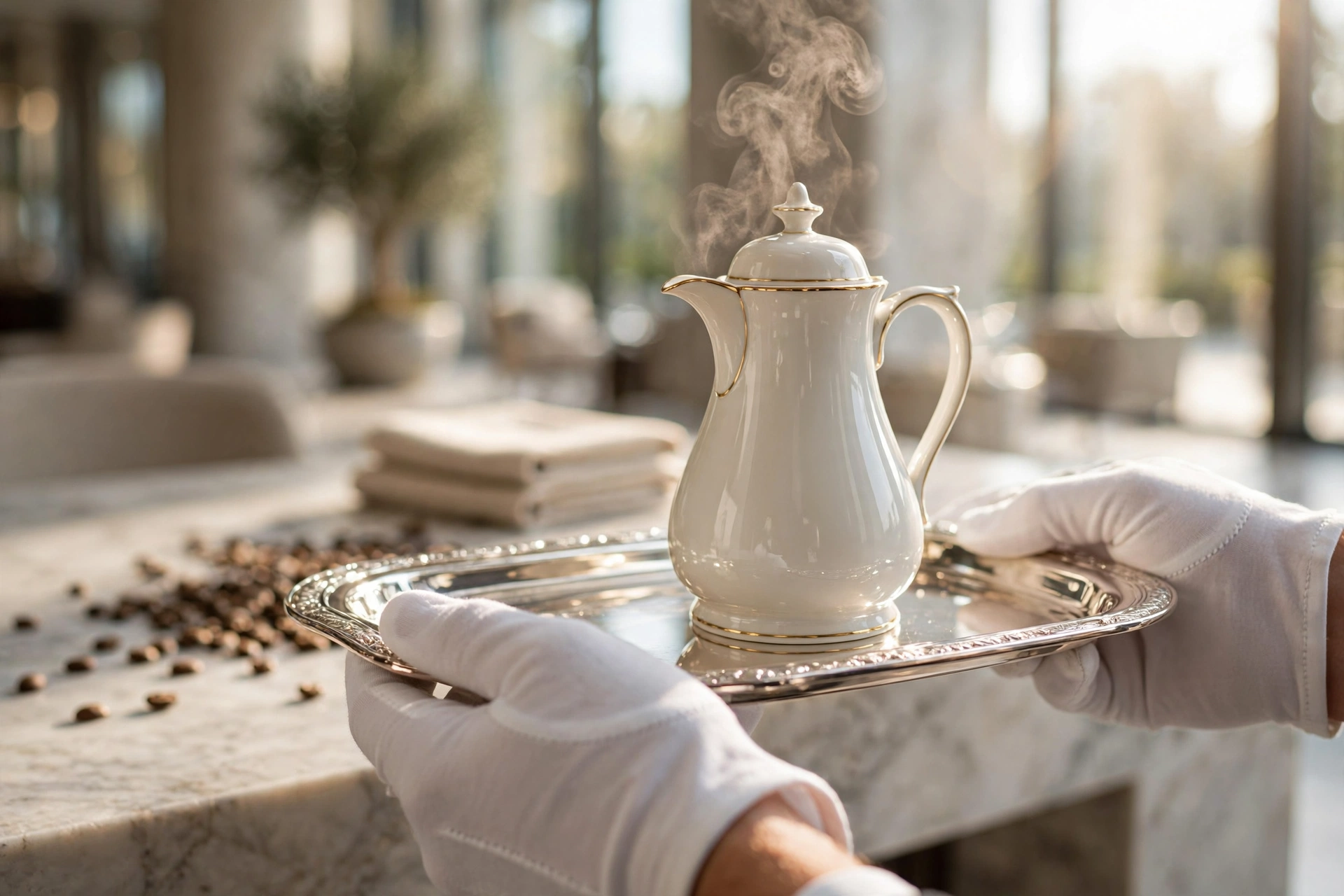 commercial coffee service white glove