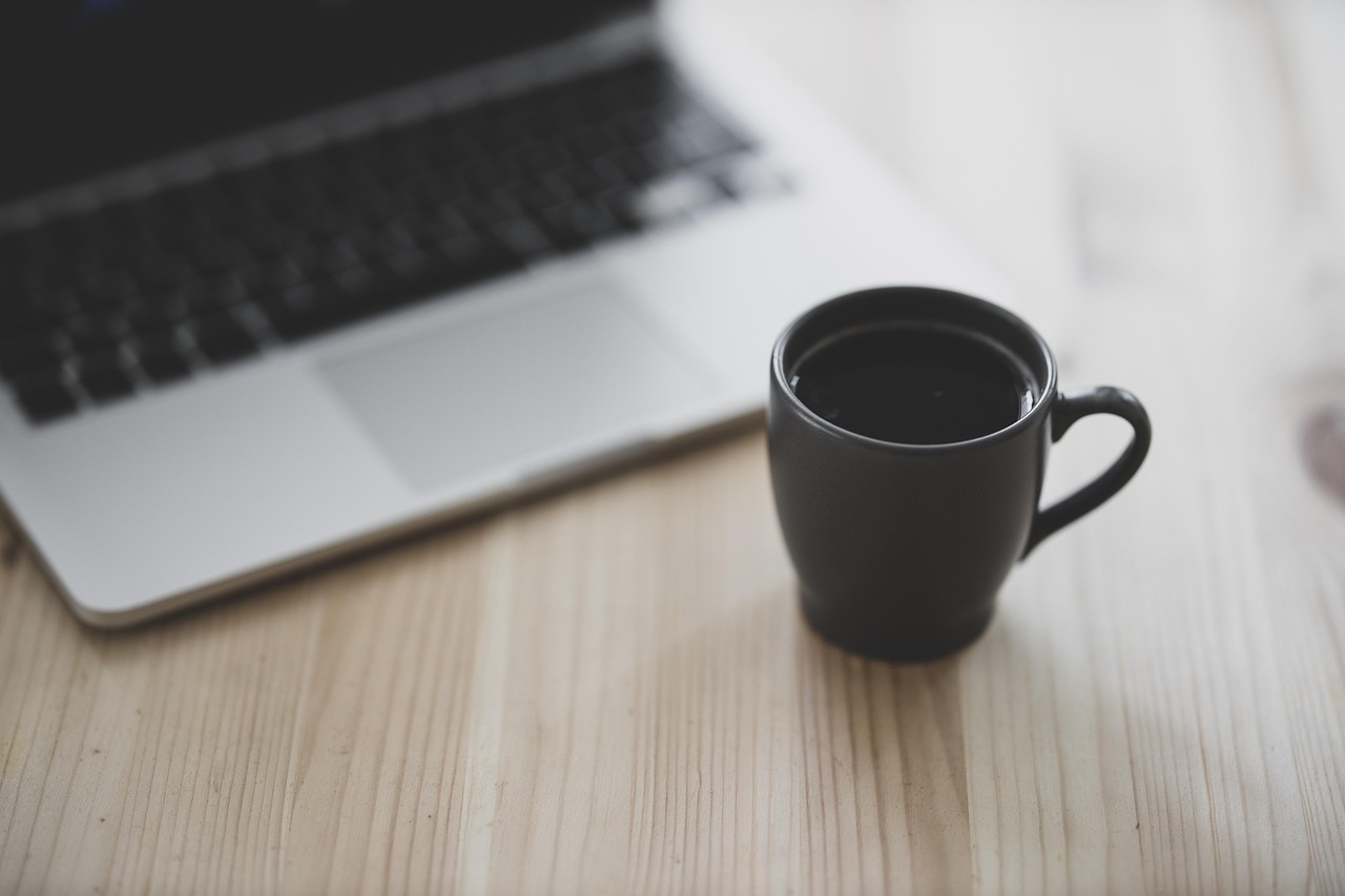 coffee, laptop, work, computer, technology, table, keyboard, cafe, cup, modern, caffeine, drink, morning, espresso, cappuccino, coffee cup, wake, food, brown, good morning, course, restaurant, nutrition