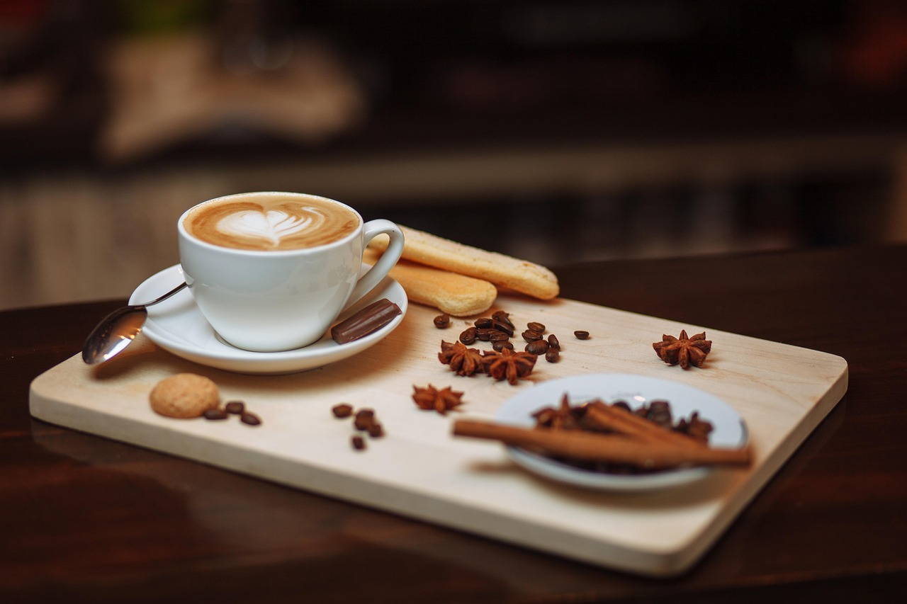 coffee, drink, hot, cup, cappuccino, saucer, caffeine, coffee cup, food