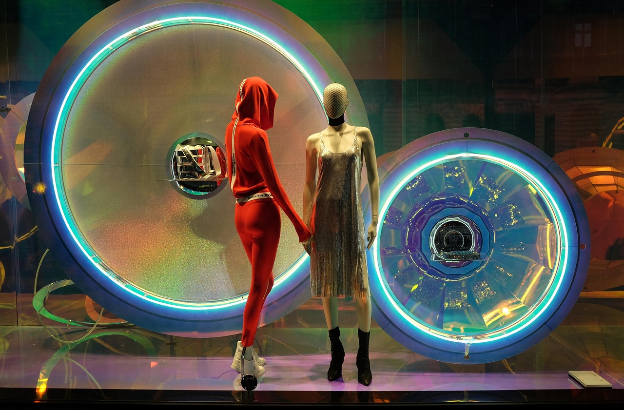 store window, fashion, mannequin, puppet, female, decoration, shopping, clothing, to dye, multicoloured