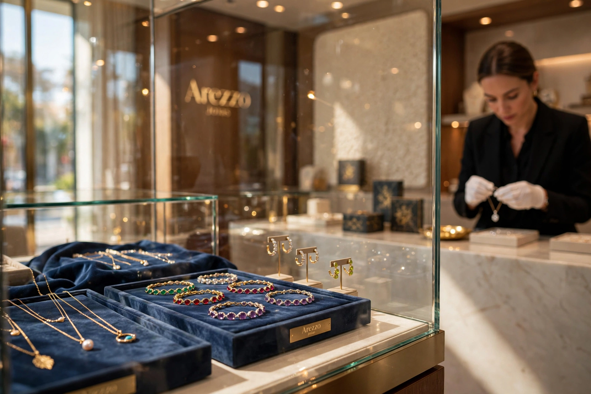 Vitrine elegante de joias e acessórios Arezzo