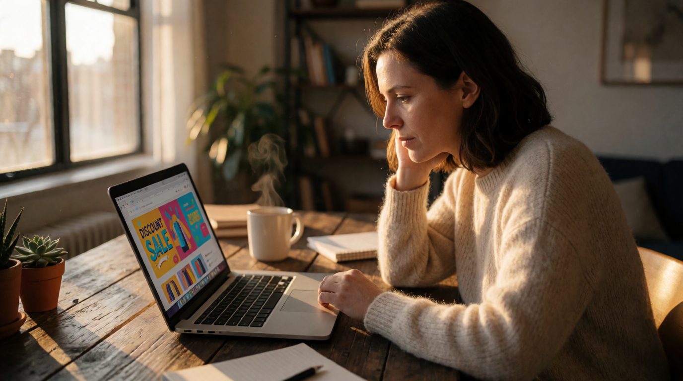 Mulher fazendo compras online no computador