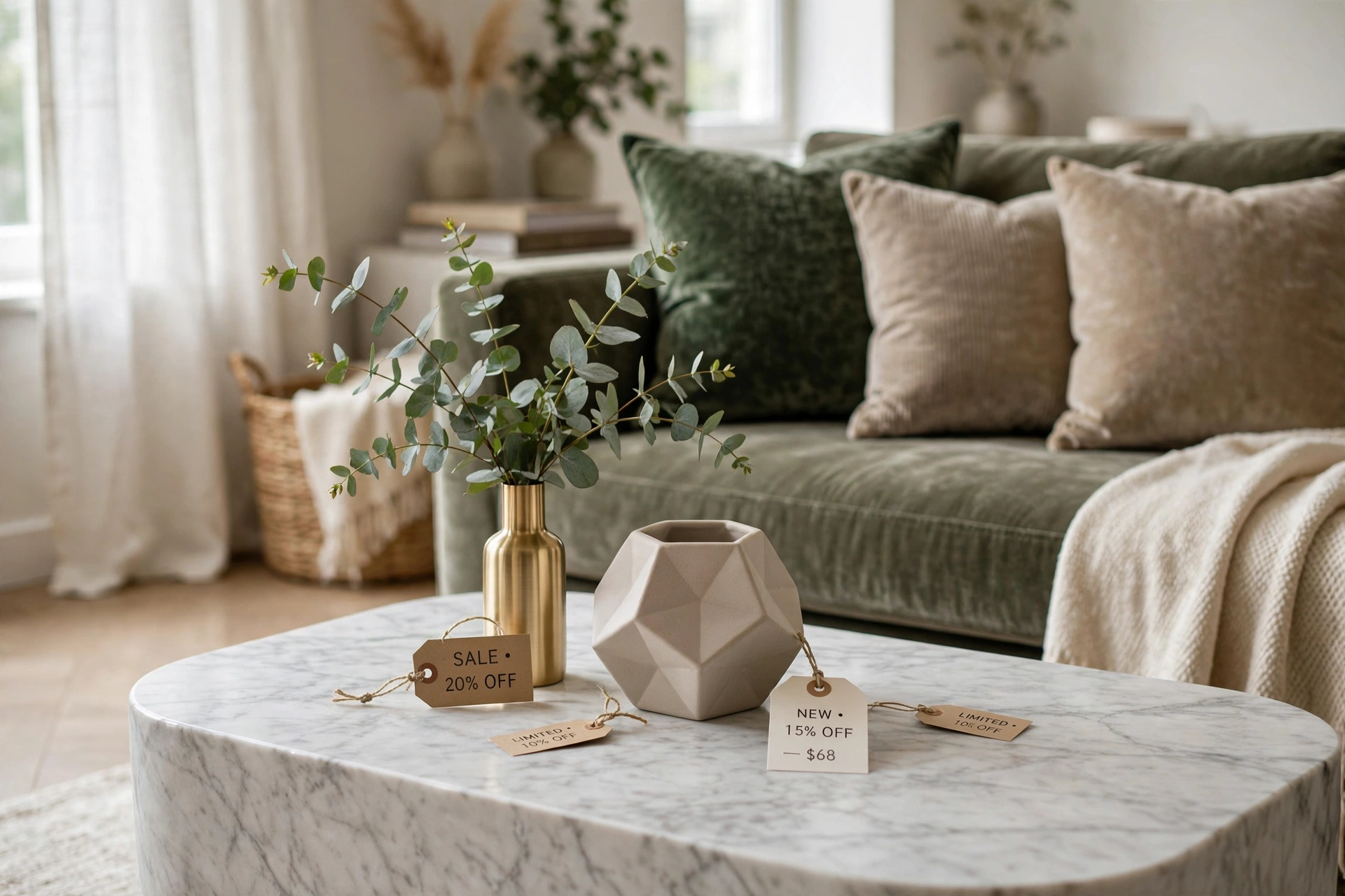 Decoração de sala de estar moderna com acessórios elegantes