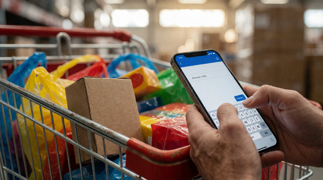Carrinho de compras com campo de código de desconto preenchido