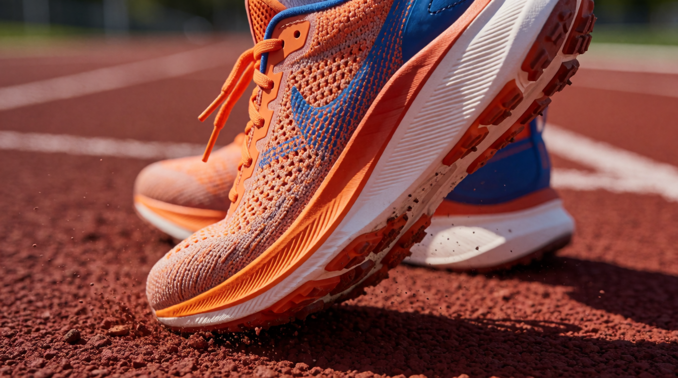 Tênis esportivos em uma pista de corrida