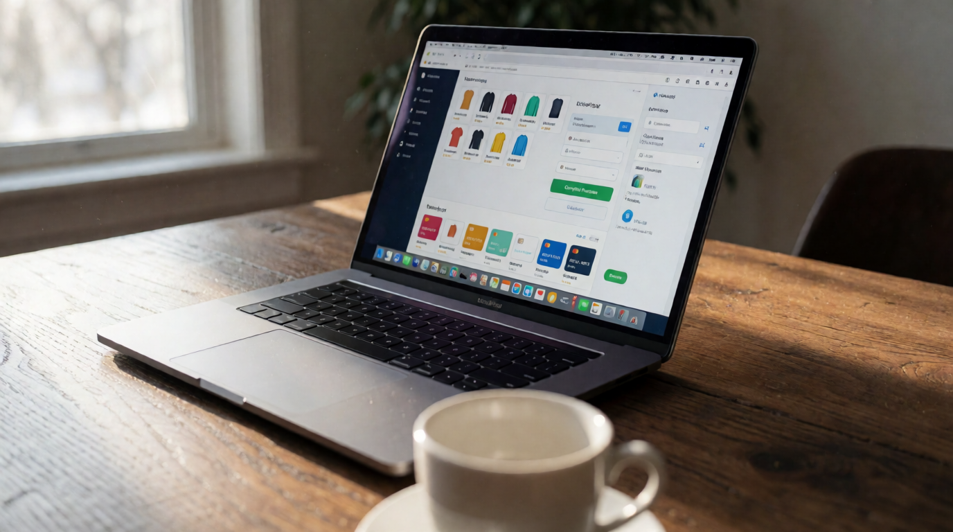 Tela de laptop mostrando página de checkout de compras online