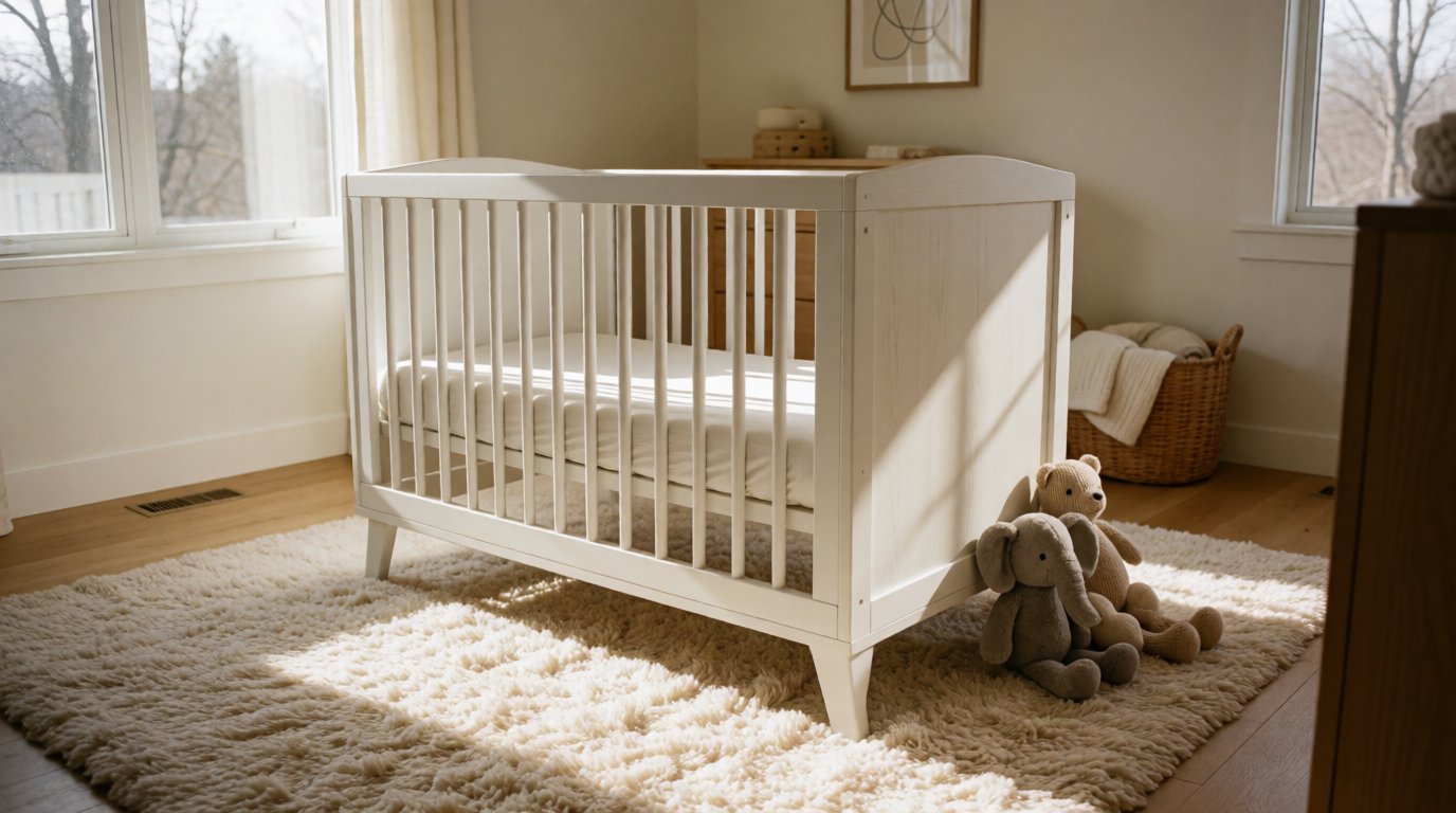 Quarto de bebê montado com móveis