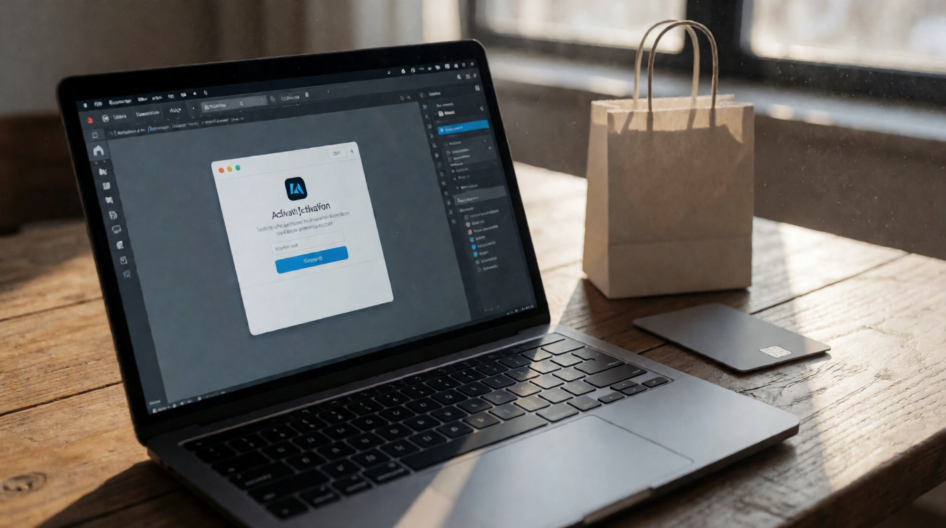 Adobe Software Oberfläche mit Lizenzaktivierung