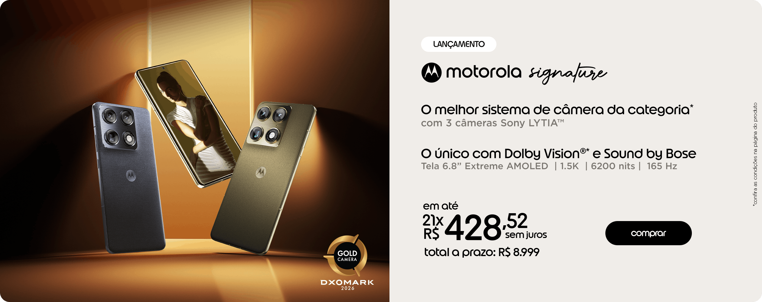 Caixa de smartphone Motorola com etiqueta de desconto