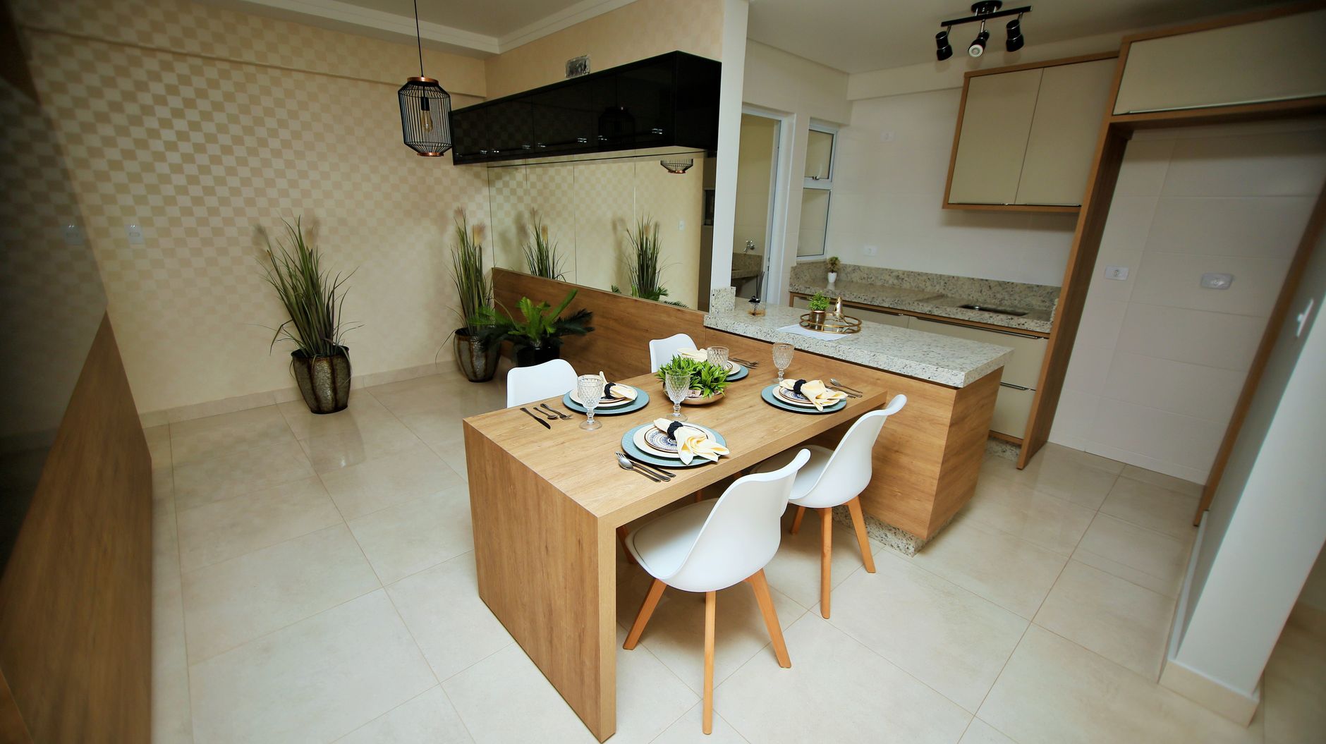 A stylish and elegant dining area featuring contemporary furniture and decor.